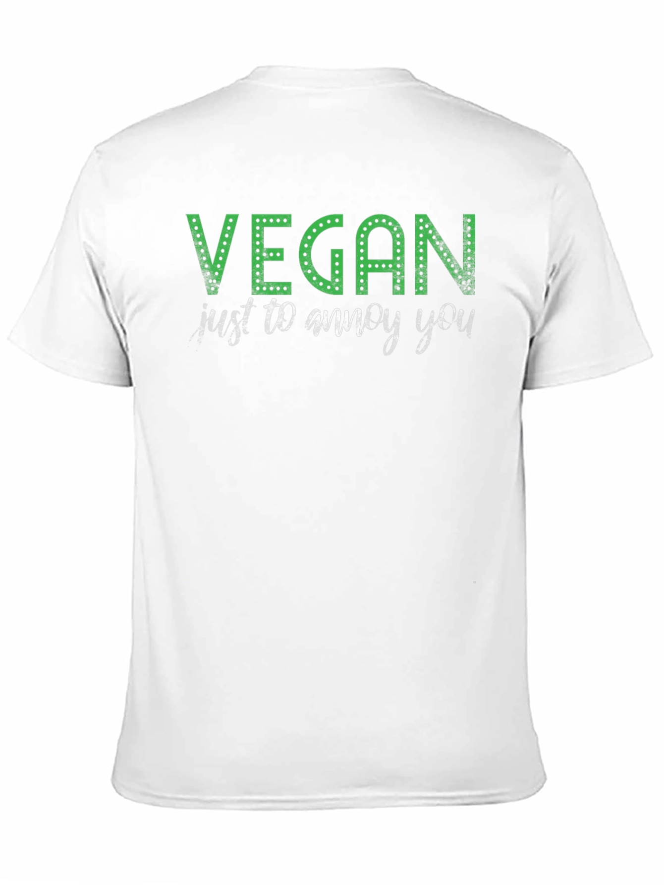 Black Vegan Annoy You T-Shirt: Green Text Black Cotton Tee view 11