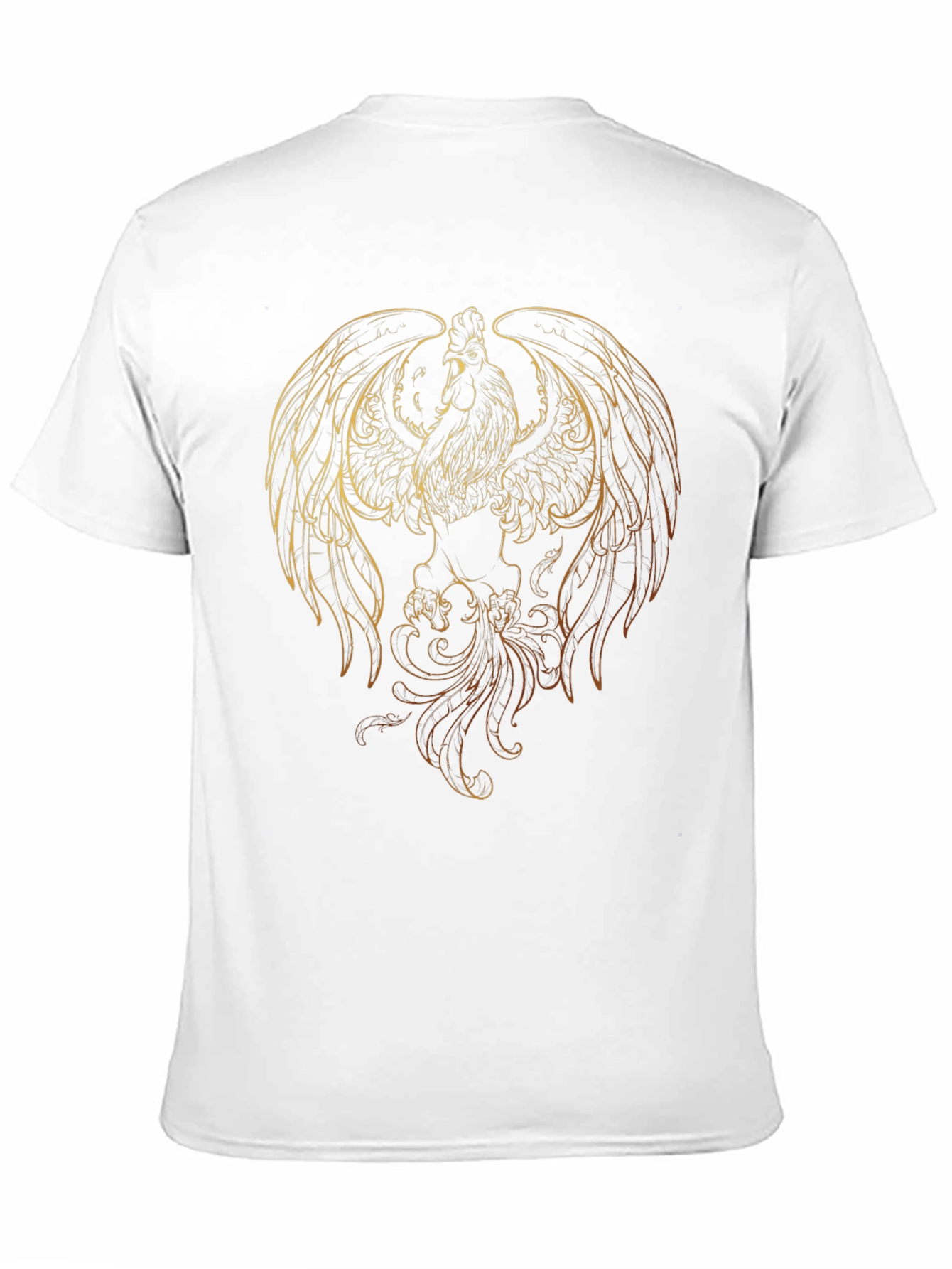 Black Golden Phoenix Chicken Graphic Black T-Shirt view 11