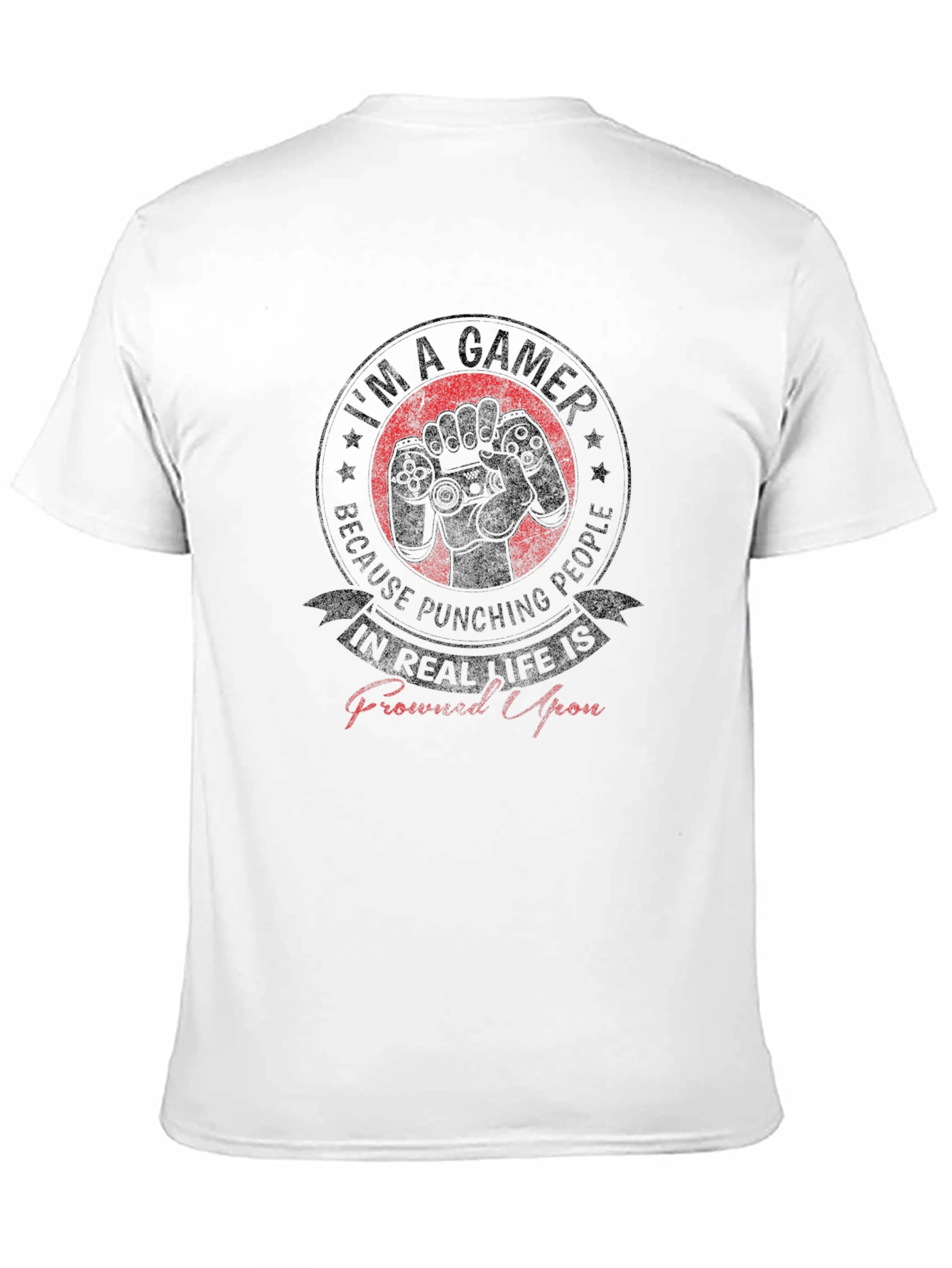 Black Gamer T-Shirt - Punching People Design view 11