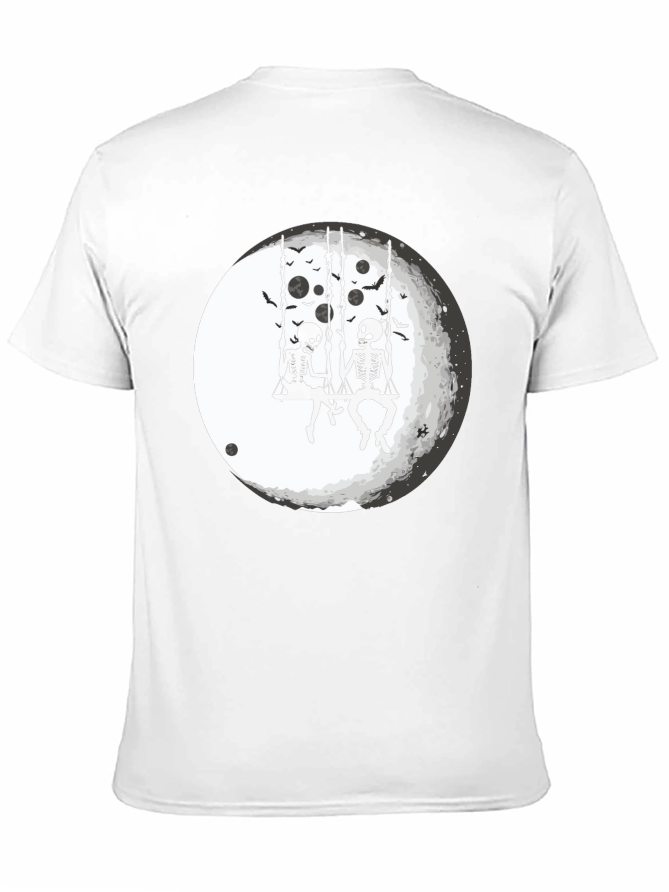 Black Skeleton Moon Swing Graphic T-Shirt view 11
