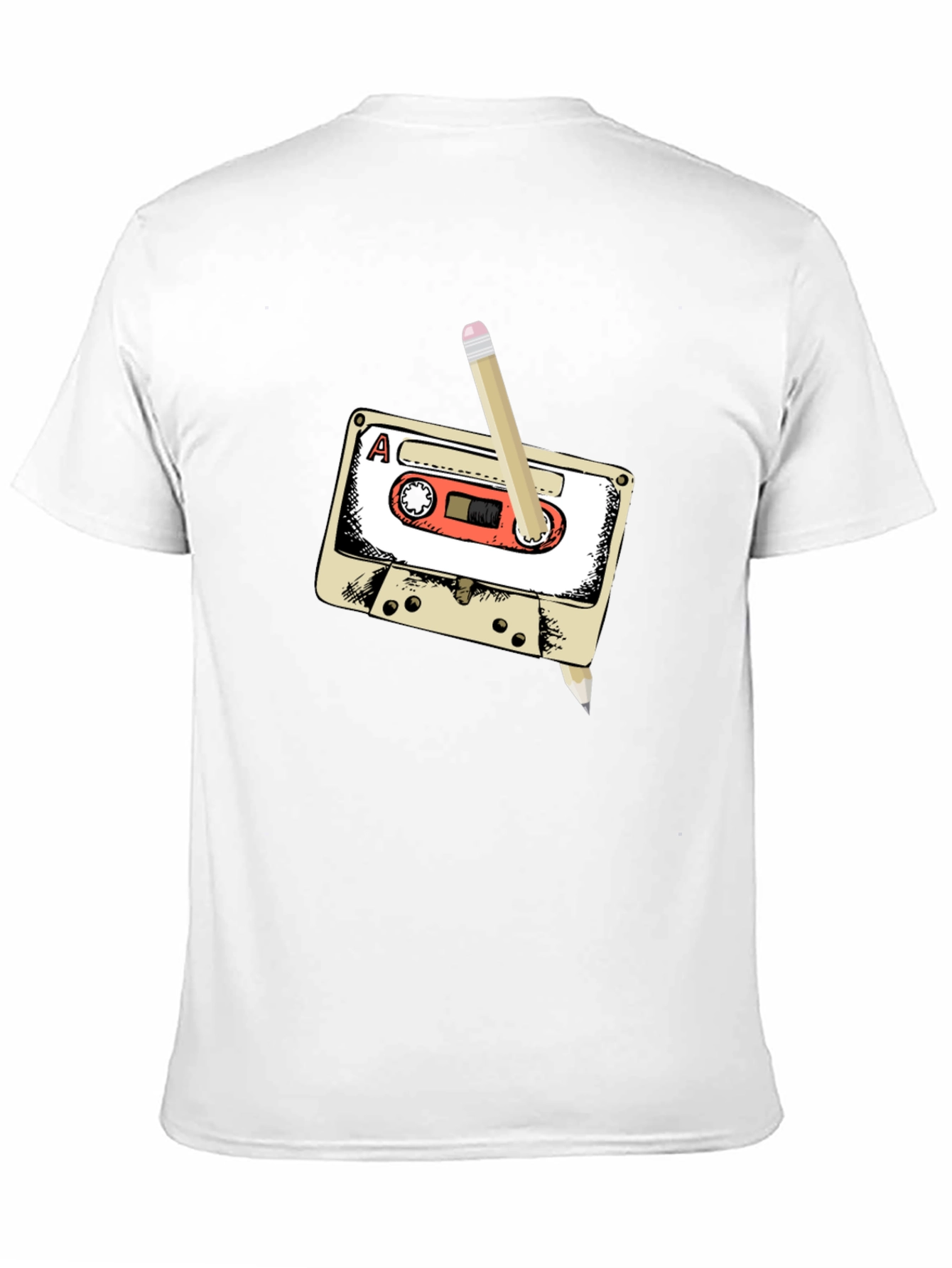Black Retro Cassette Tape & Pencil T-Shirt view 11
