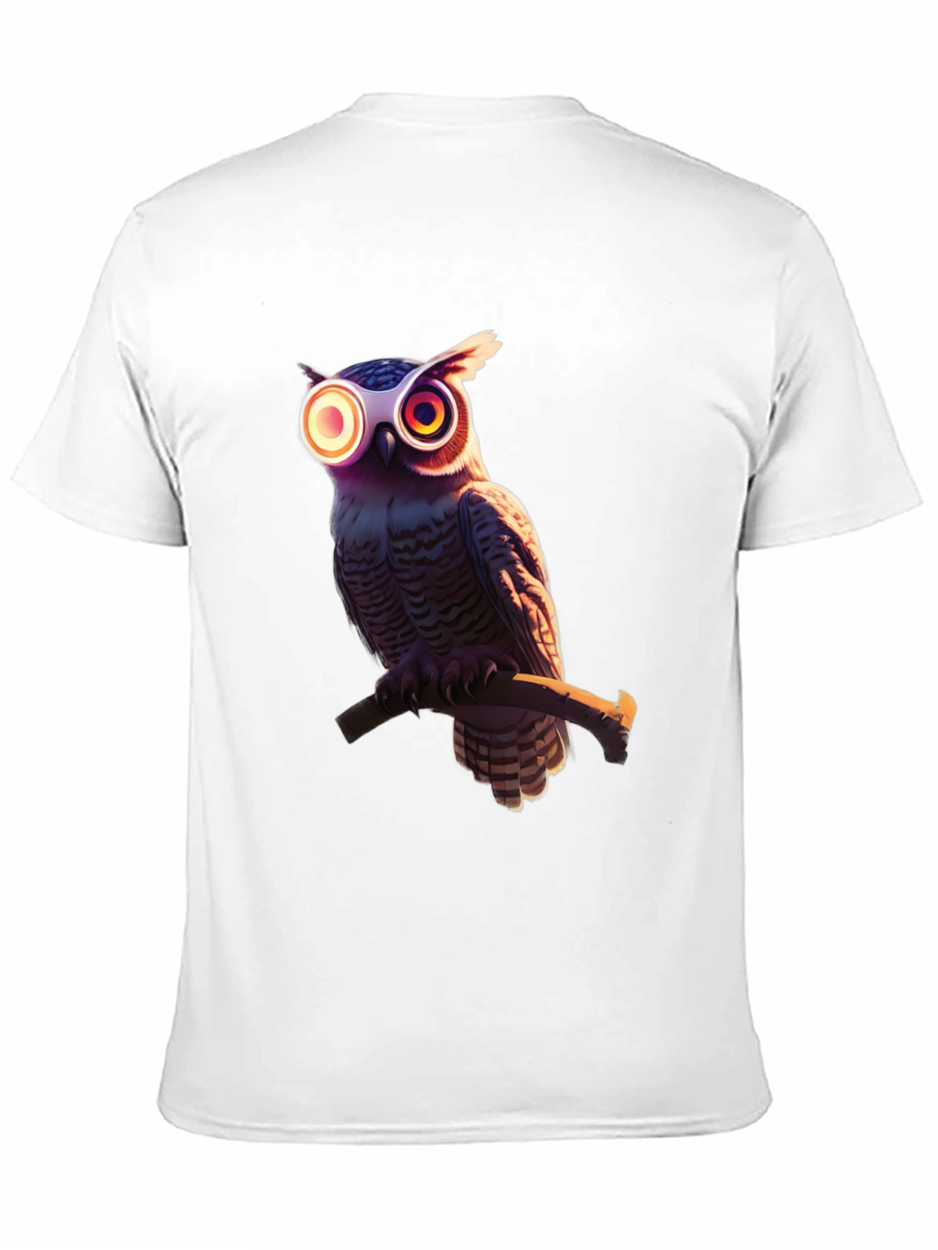 Black Cool Owl Graphic Tee - Black Cotton Blend view 11
