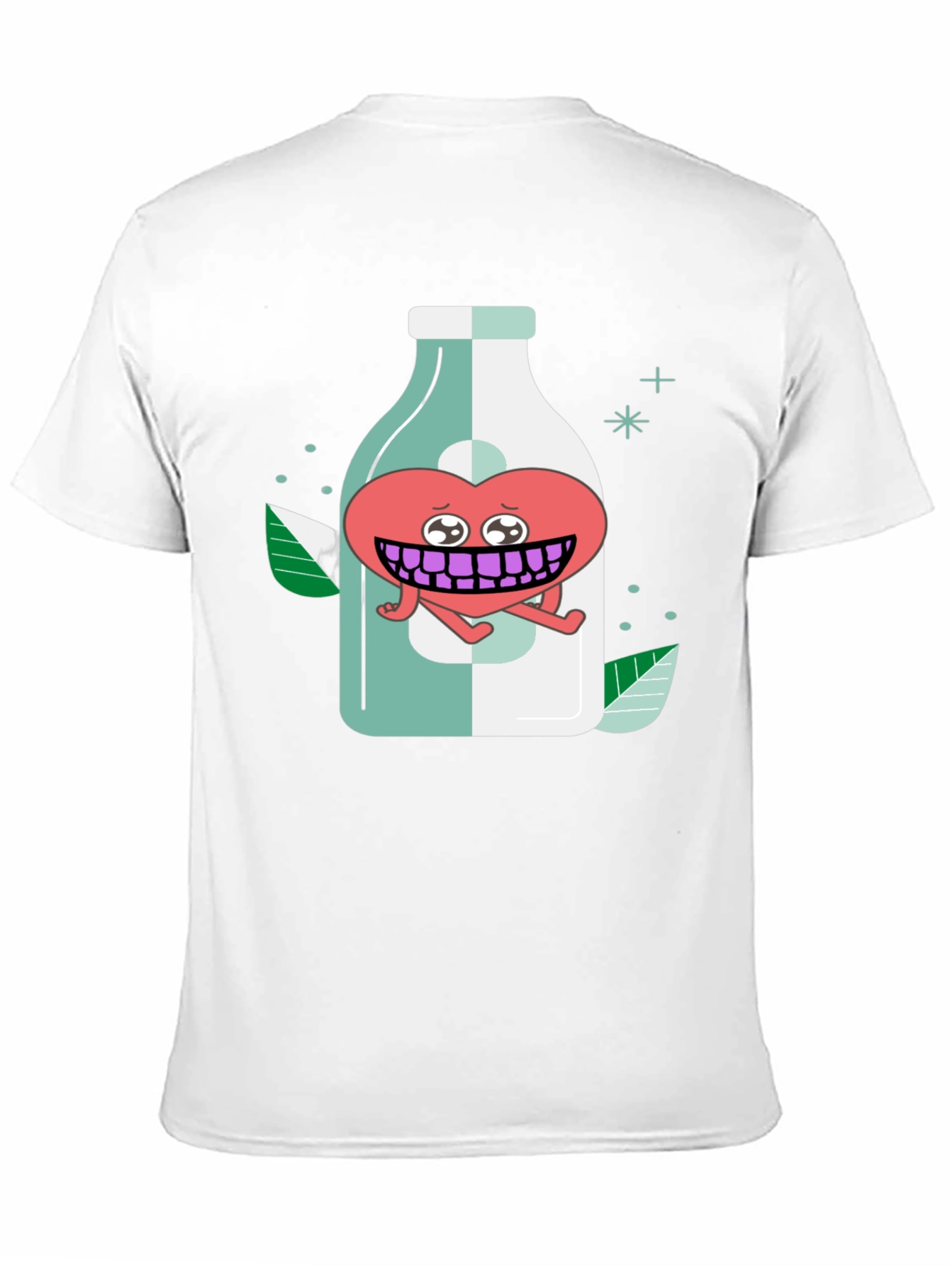 Black Cartoon Heart in a Bottle Black T-Shirt view 11