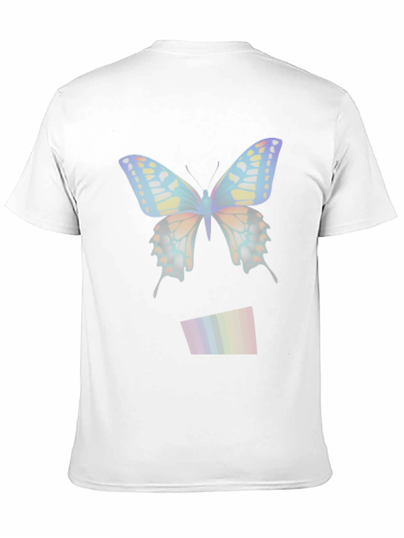 Black Butterfly Rainbow Men's Black T-Shirt view 11
