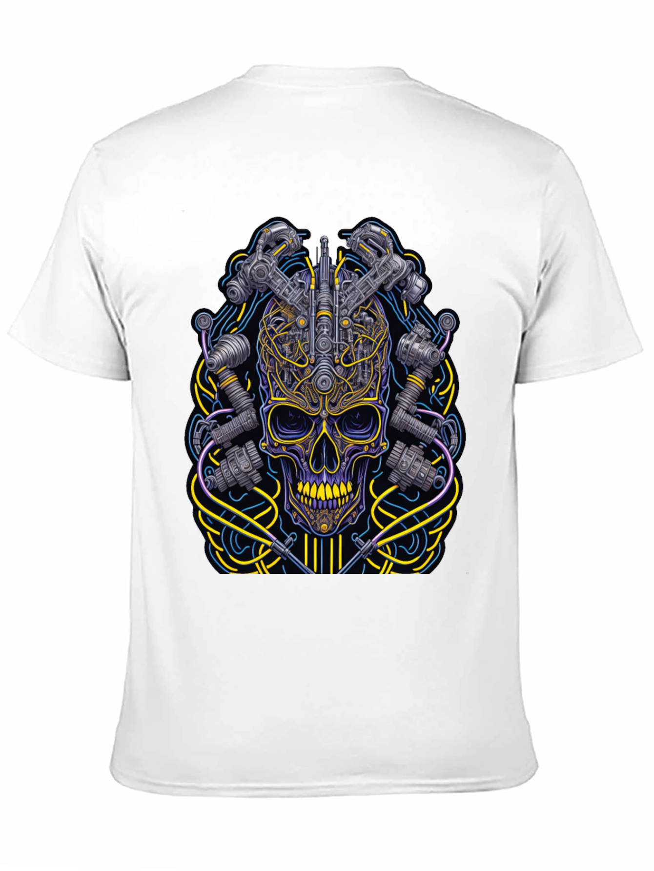 Black Cyberpunk Skull Graphic T-Shirt view 11