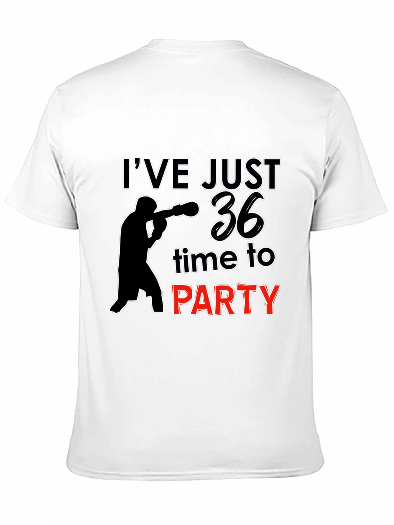 Black 36th Birthday Party T-Shirt: Boxing Silhouette view 11