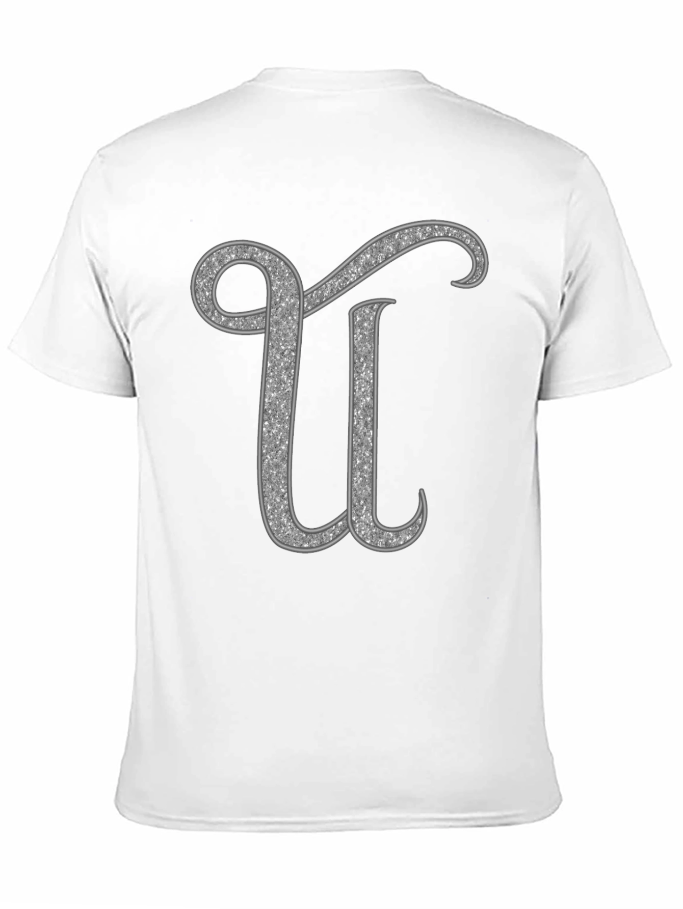 Black Glitter Letter U Graphic Tee - Unisex view 11