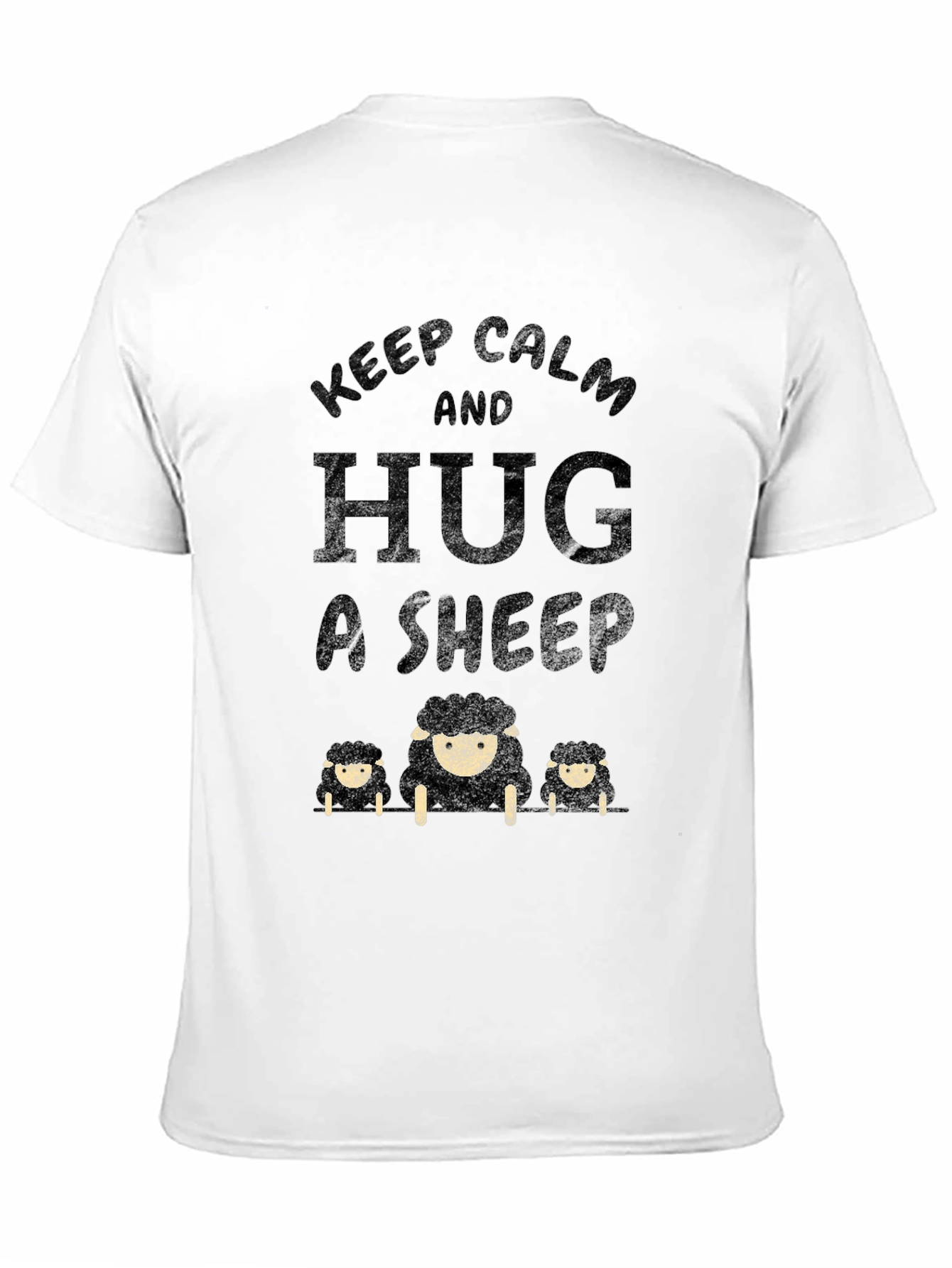 Black Keep Calm and Hug a Sheep T-Shirt - Black view 11