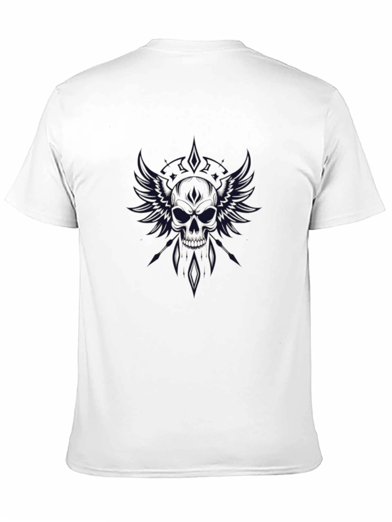 Black Winged Skull Graphic Black T-Shirt view 11