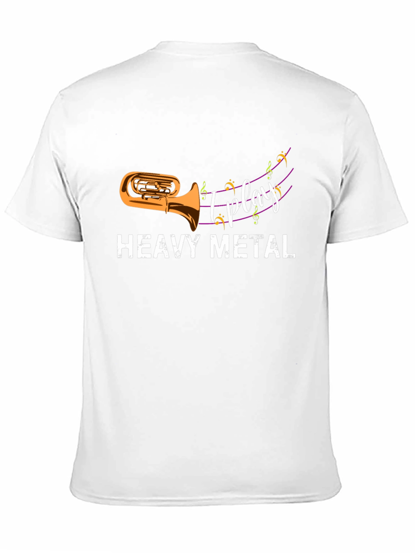 Black I Play Heavy Metal Tuba Black Tee view 11