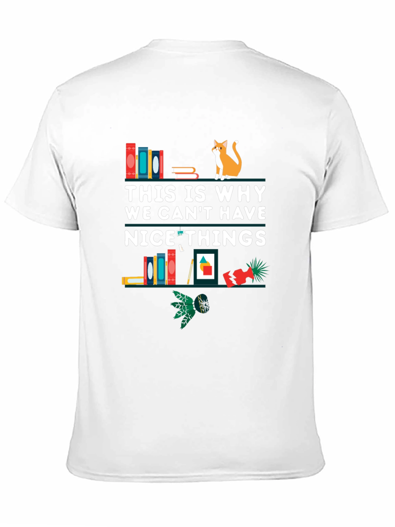 Black Funny Cat & Books Graphic T-Shirt view 11