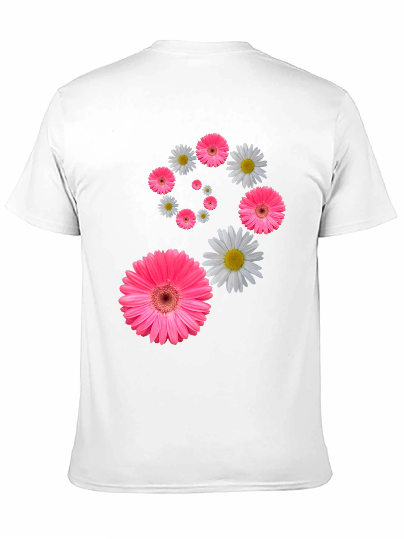 Black Floral Swirl T-Shirt - Pink Daisy Design view 11
