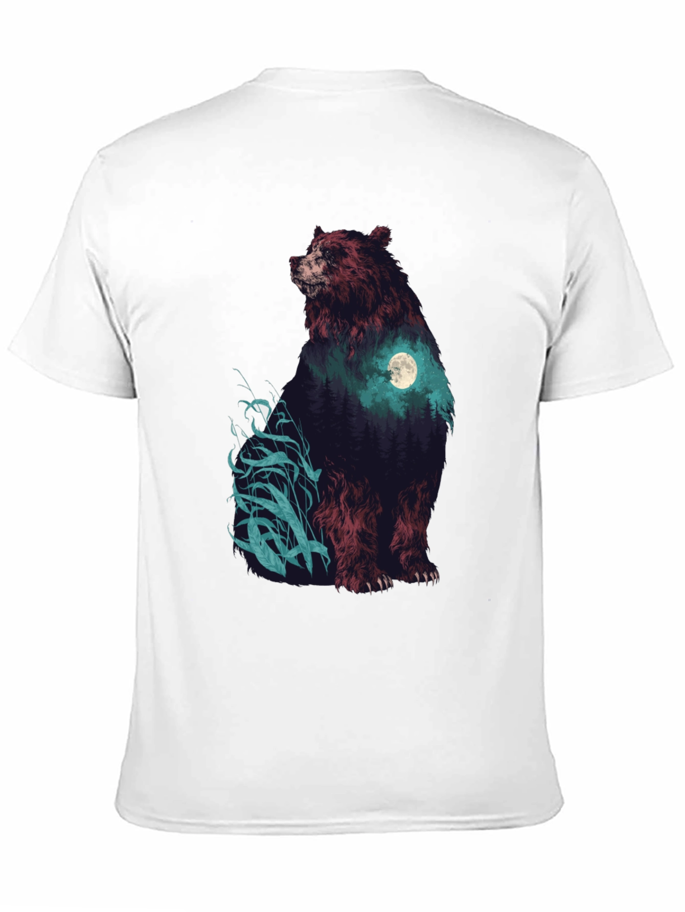 Black Bear Forest Moon Graphic T-Shirt view 11