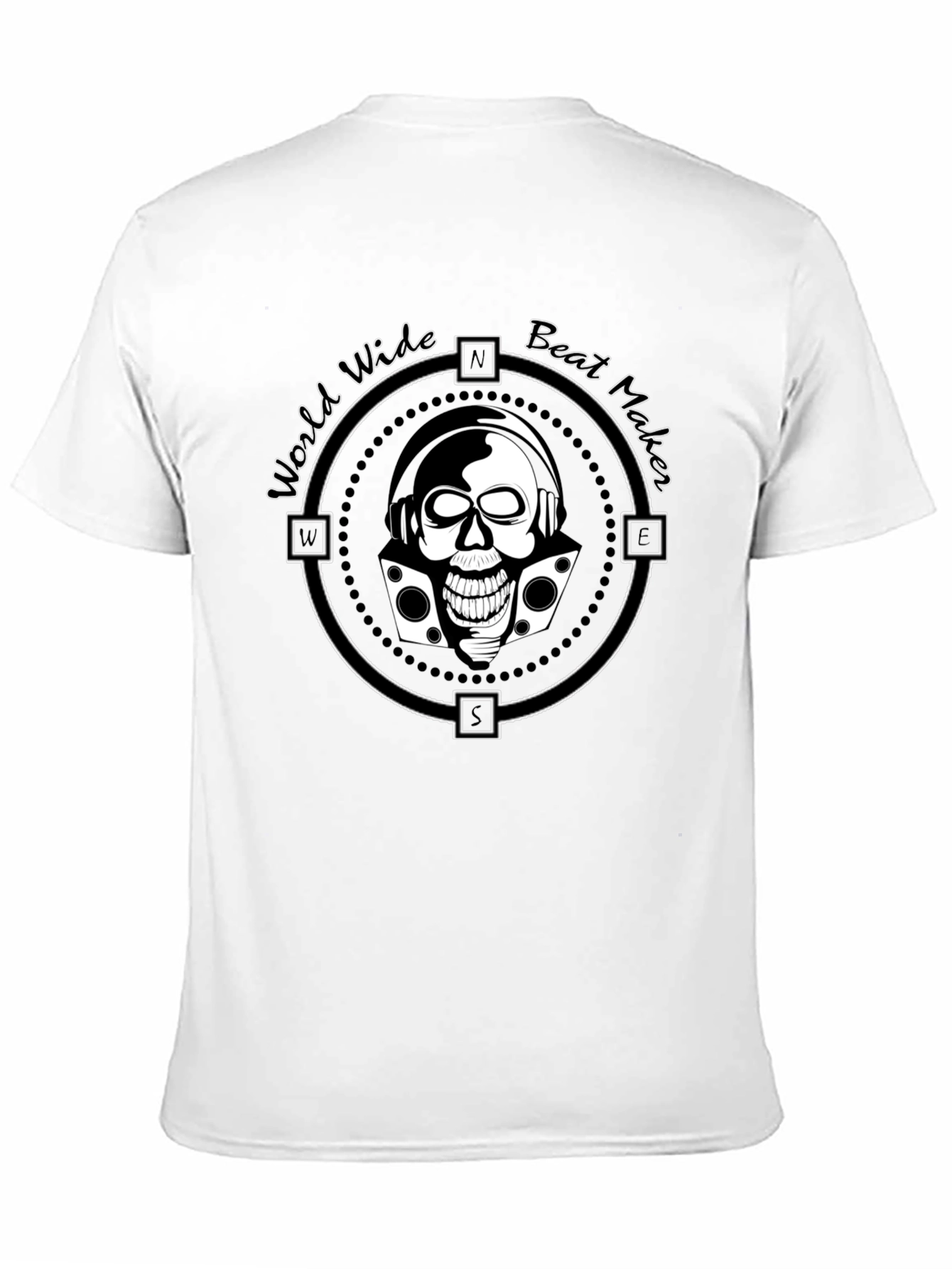 Black World Wide Beat Maker Skull Graphic Black T-Shirt view 11