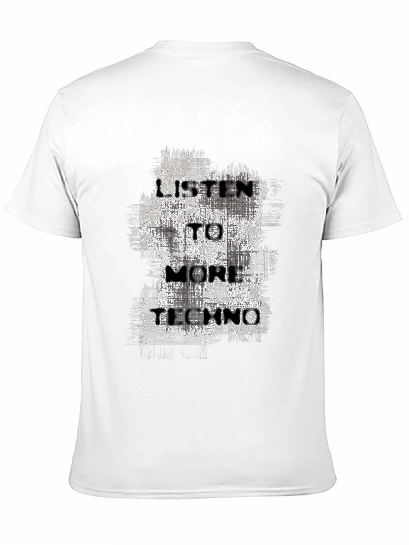 Black Listen To More Techno Graphic Tee - Black Cotton T-Shirt view 11