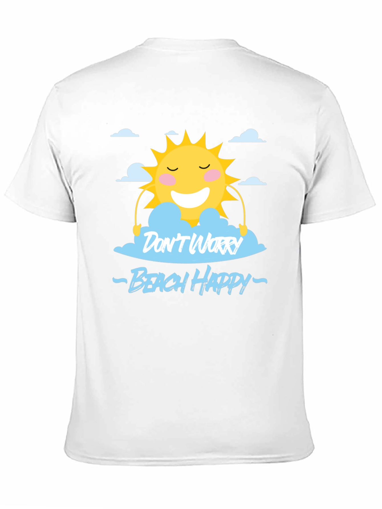 Black Don't Worry Beach Happy Black T-Shirt view 11