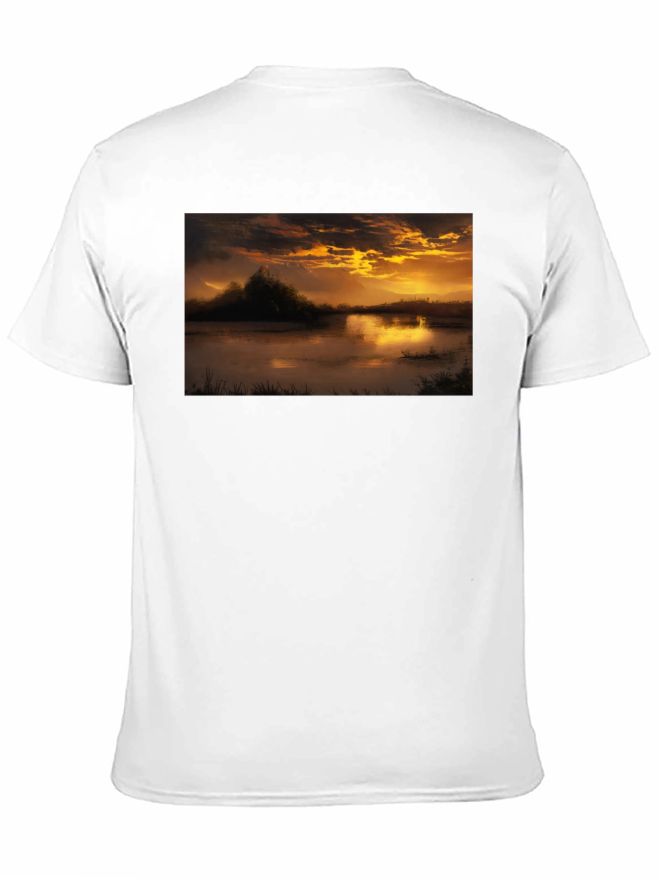 Black Sunset Lake Graphic Tee - Black Cotton Blend view 11