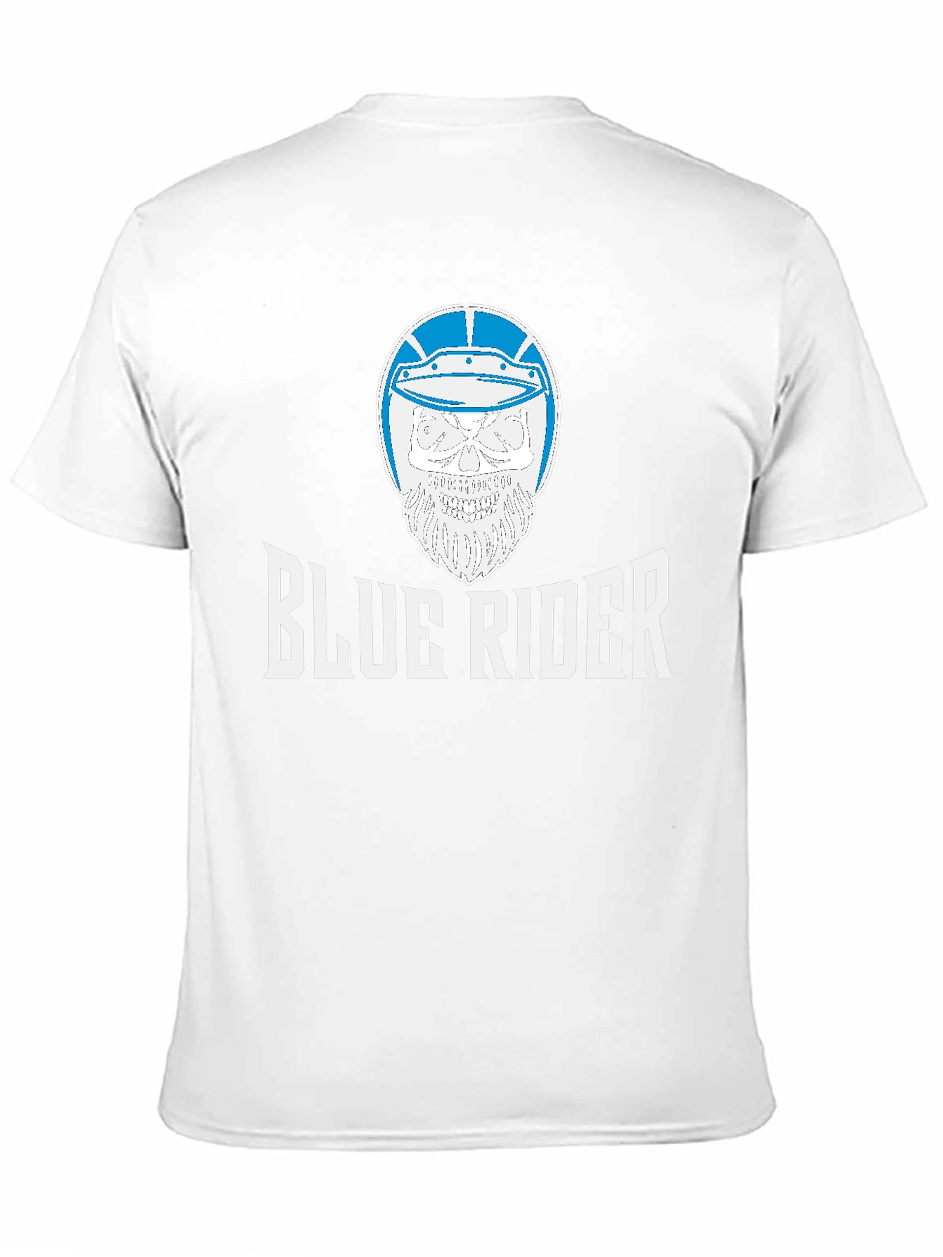 Black Blue Rider Graphic T-Shirt - Skull & Helmet Design view 11