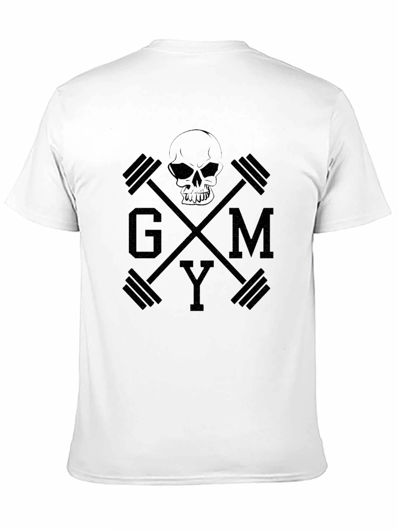 Black Gym Skull & Dumbbell Graphic Tee - Black Cotton T-Shirt view 11