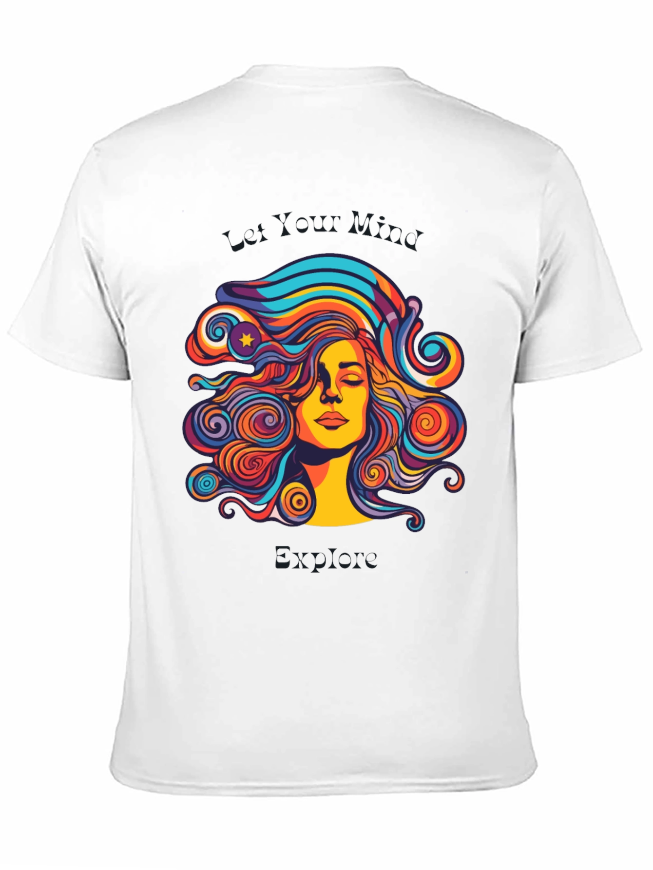 Black Psychedelic Woman Graphic Black T-Shirt view 11