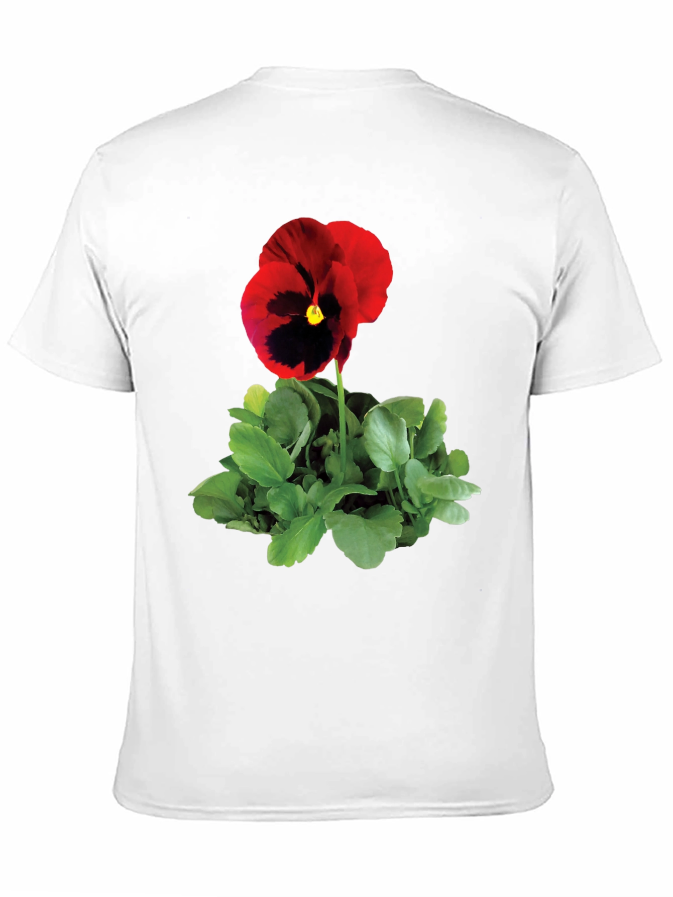 Black Pansy Flower Graphic Tee - Black Unisex T-Shirt view 11