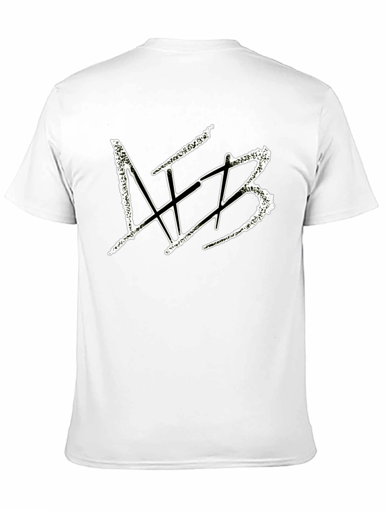 Black Men's Black Graphic Tee - Distressed White Design view 11