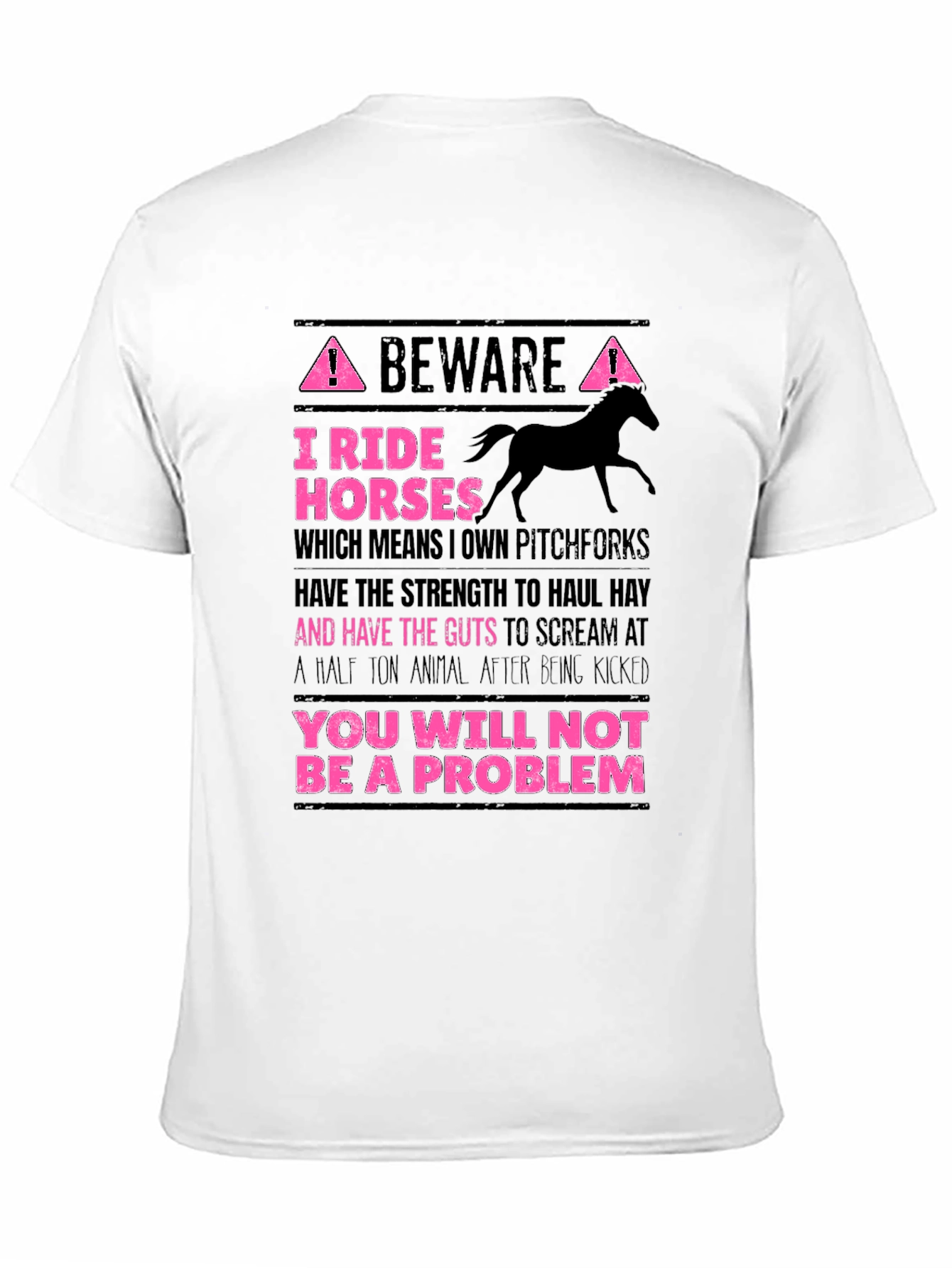 Black Beware I Ride Horses Graphic Tee view 11