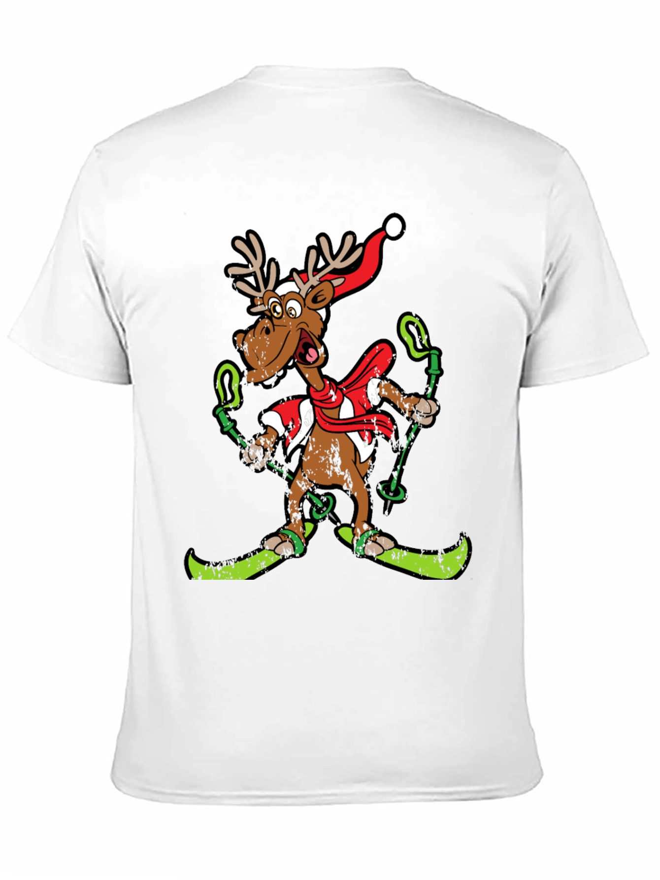 Black Funny Skiing Reindeer Christmas Graphic Tee view 11