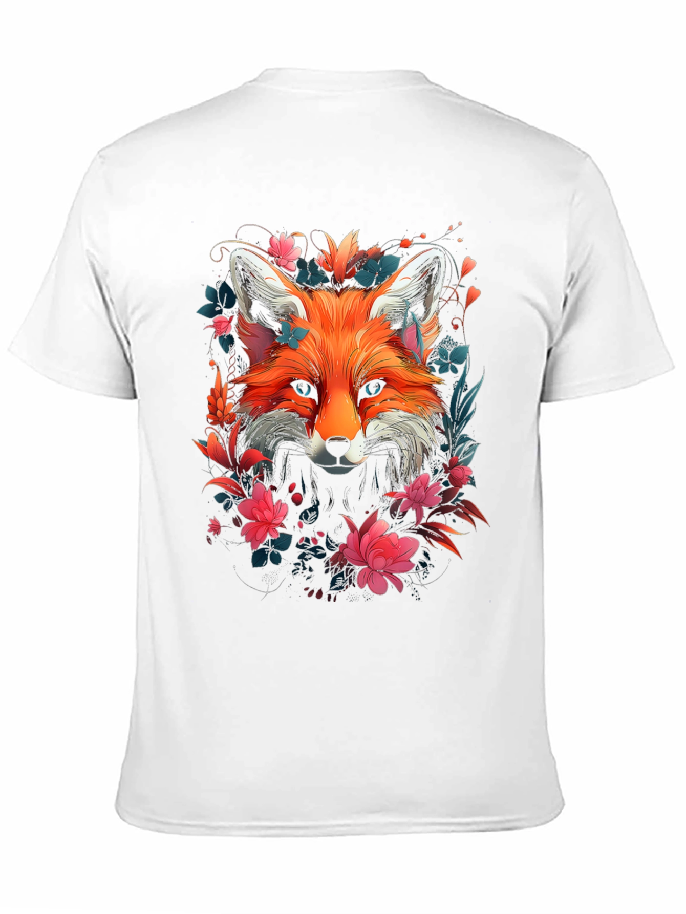 Black Floral Fox Graphic Tee - Stylish Unisex T-Shirt view 11