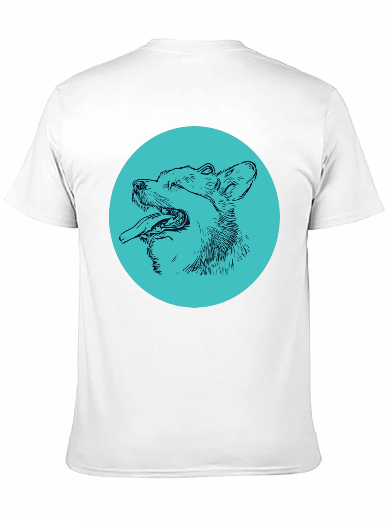 Dog Sketch Graphic Tee - Cool Aqua Print on Black Shirt - 11