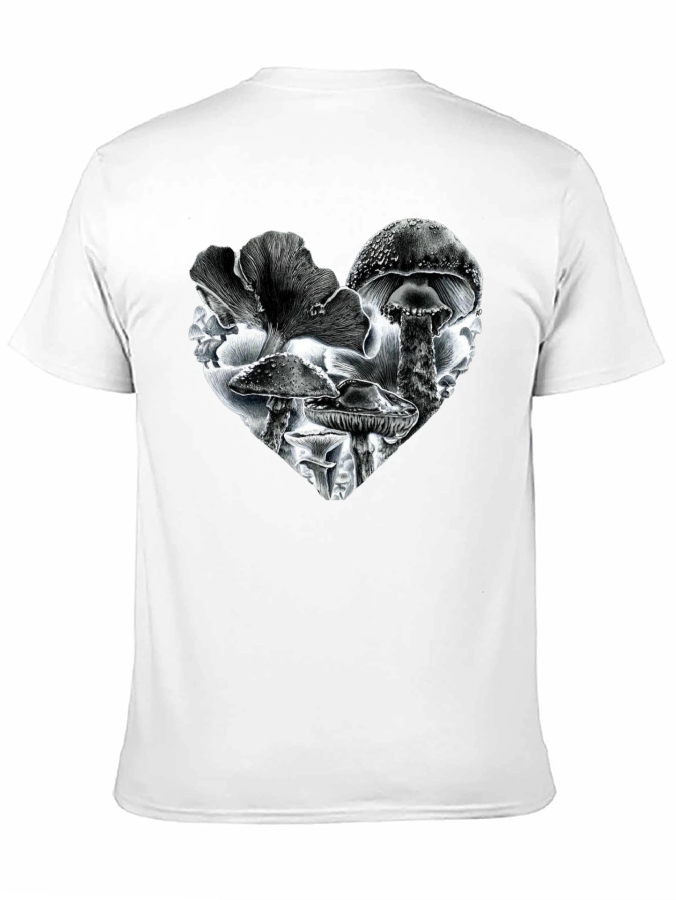 Black Mushroom Heart Black T-Shirt view 11