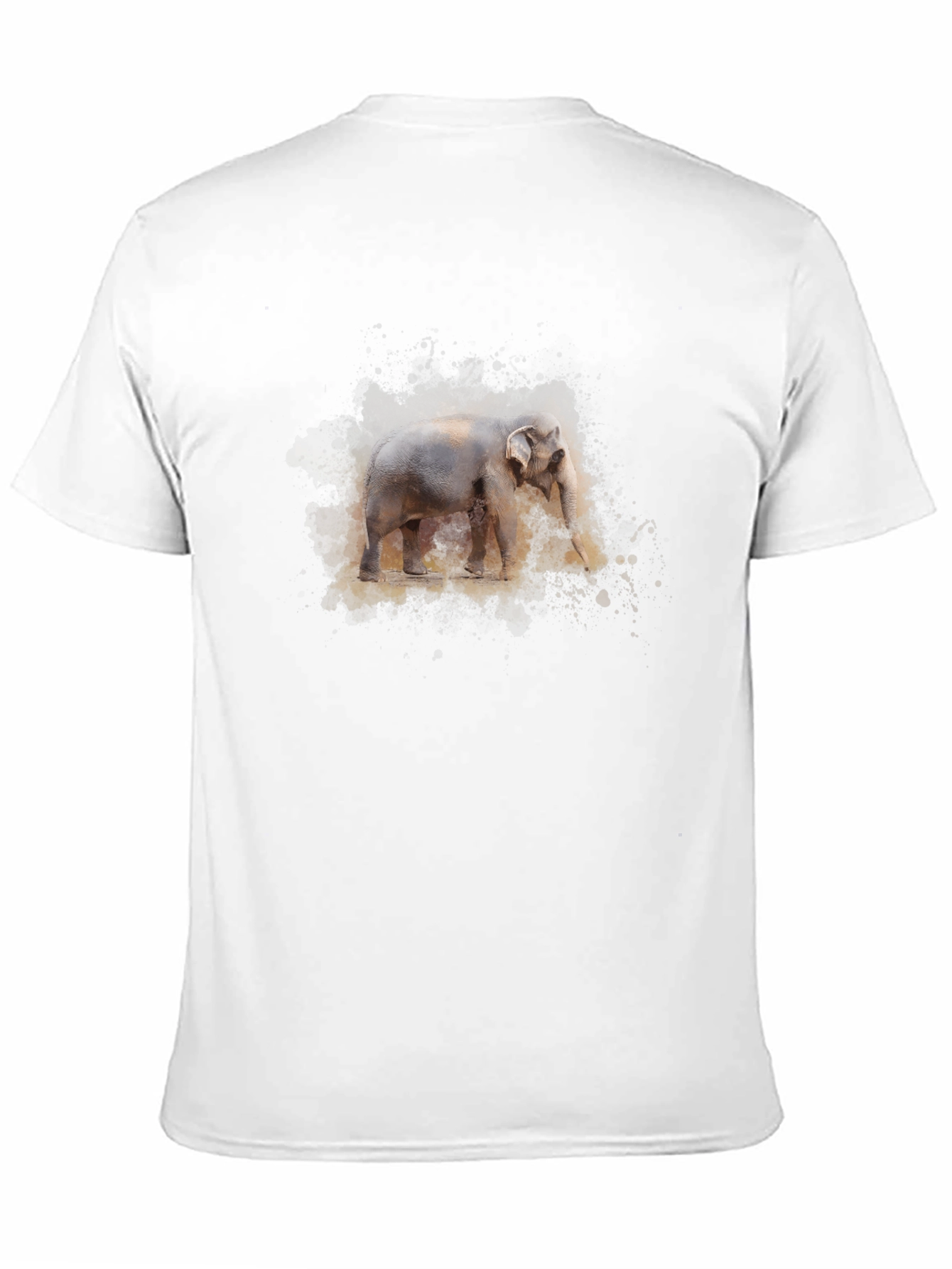 Black Elephant Watercolor Print Black T-Shirt view 11