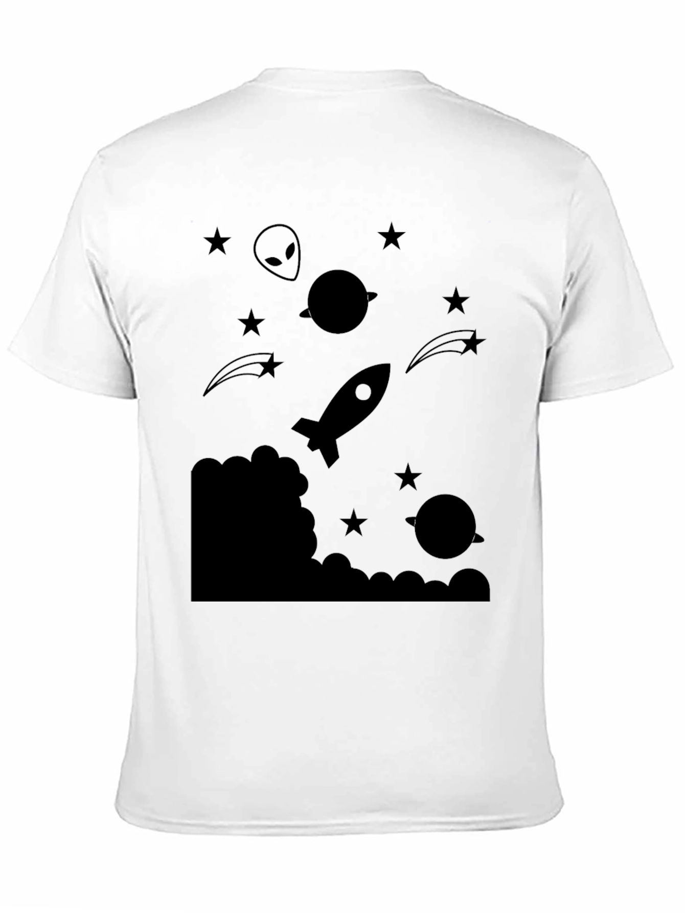 Black Cosmic Rocket Graphic T-Shirt view 11
