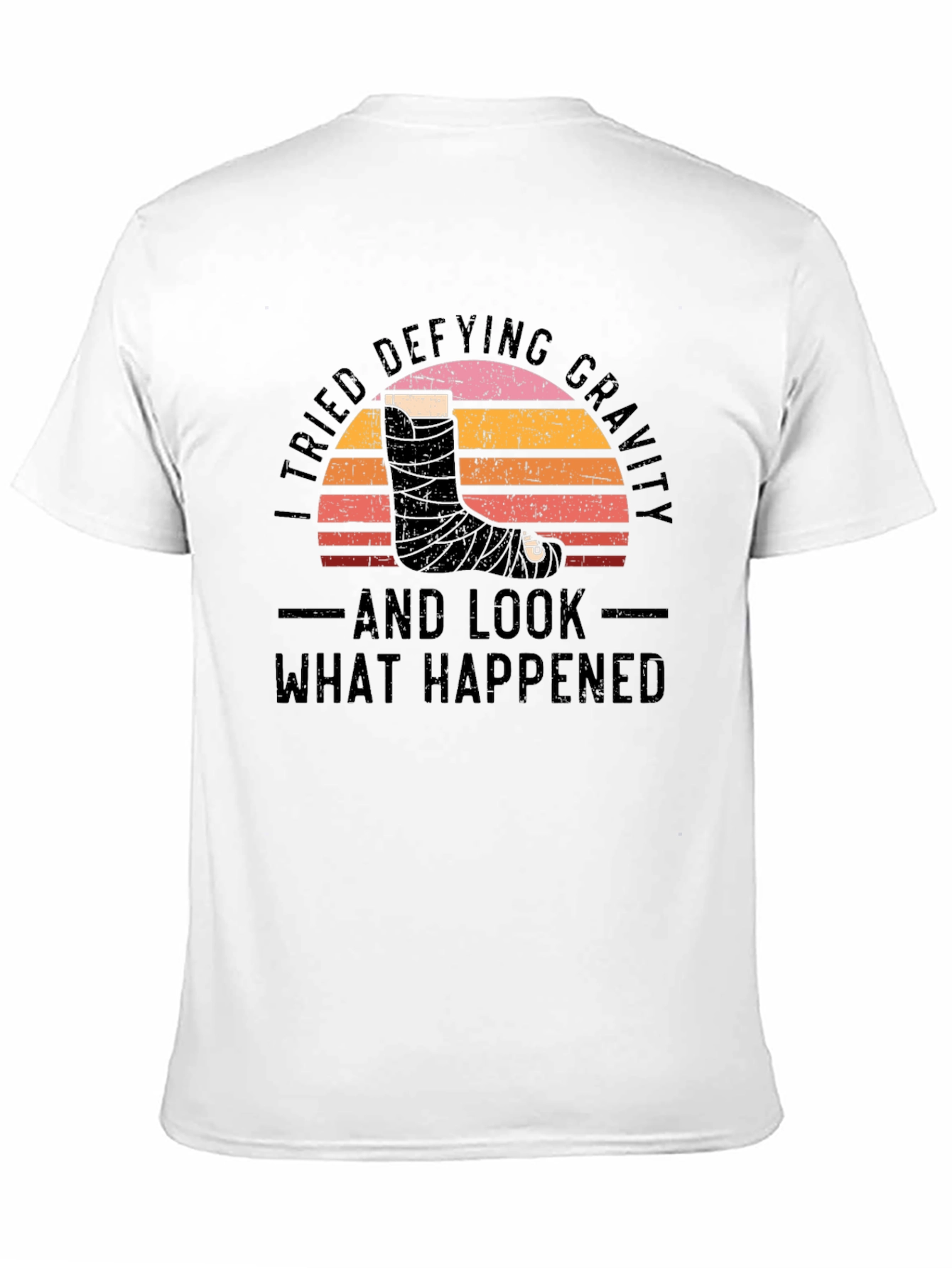 Black Defying Gravity Graphic Tee - Broken Leg Humor view 11