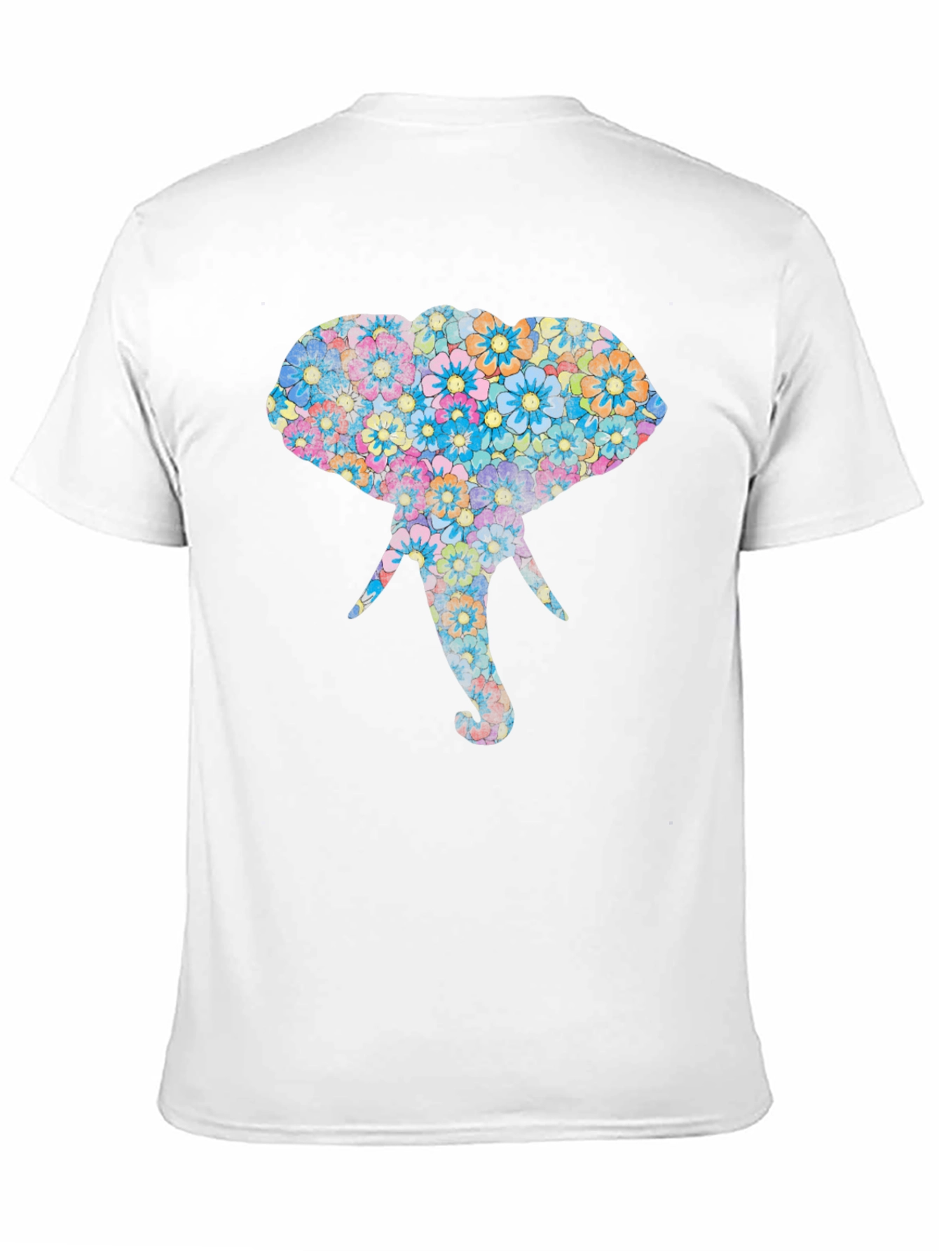 Black Floral Elephant Graphic Print Black T-Shirt view 11