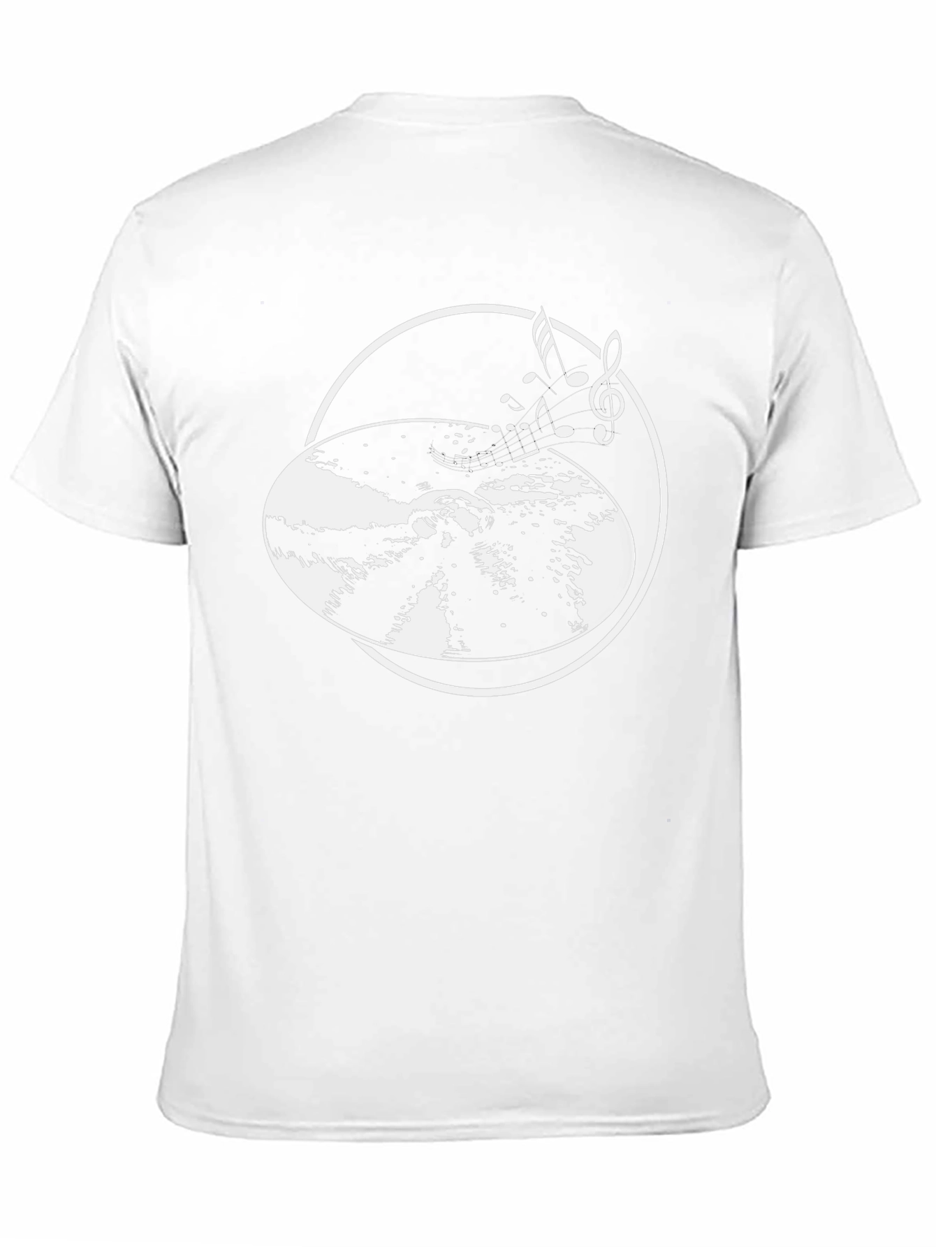 Black Musical Notes Vinyl Record Graphic T-Shirt view 11