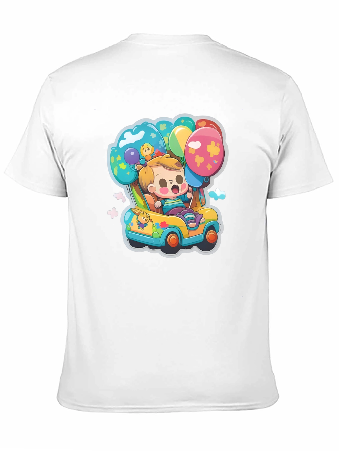 Black Cartoon Car & Balloons Graphic T-Shirt view 11