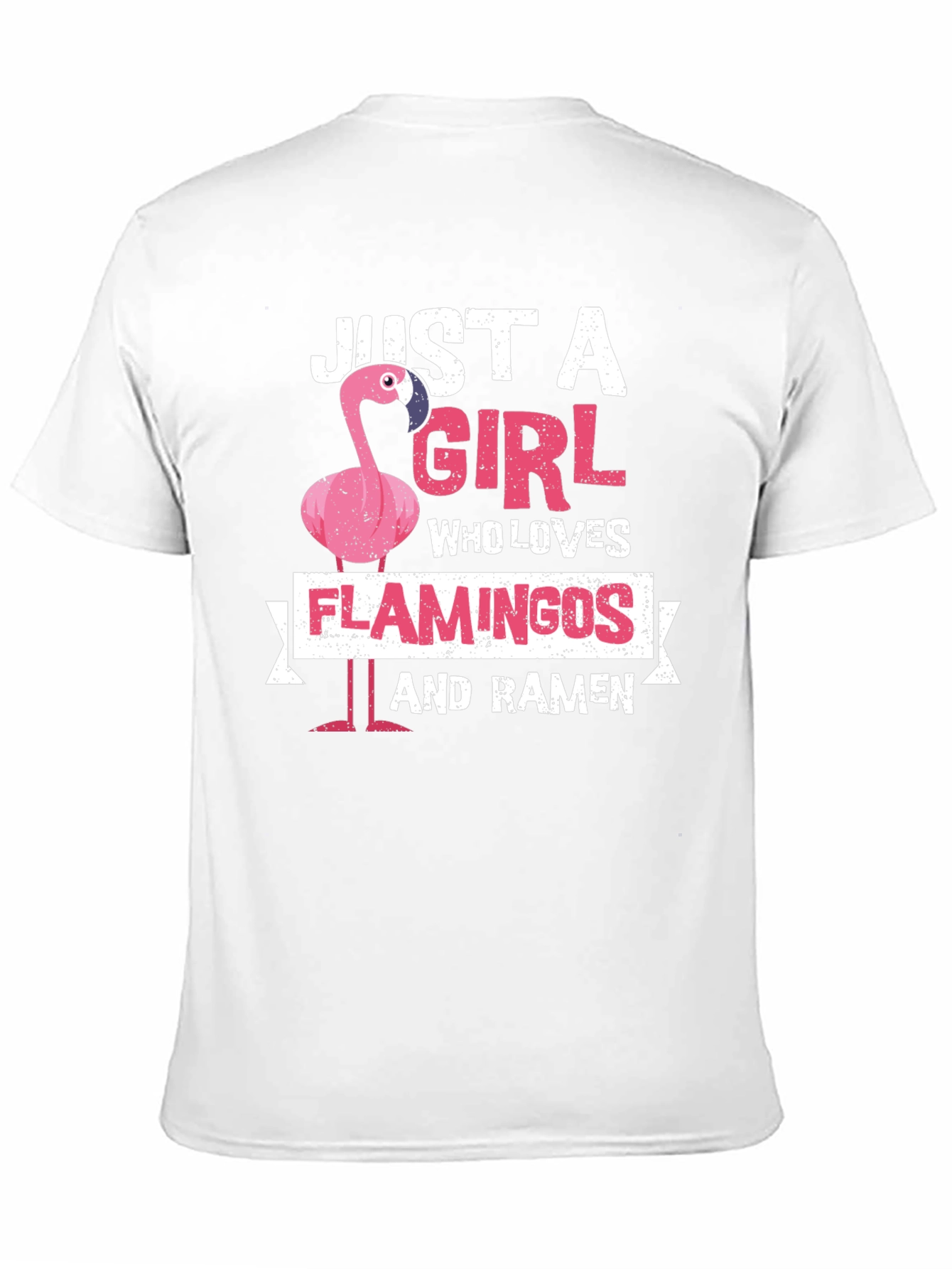 Black Just A Girl Who Loves Flamingos and Ramen T-Shirt view 11