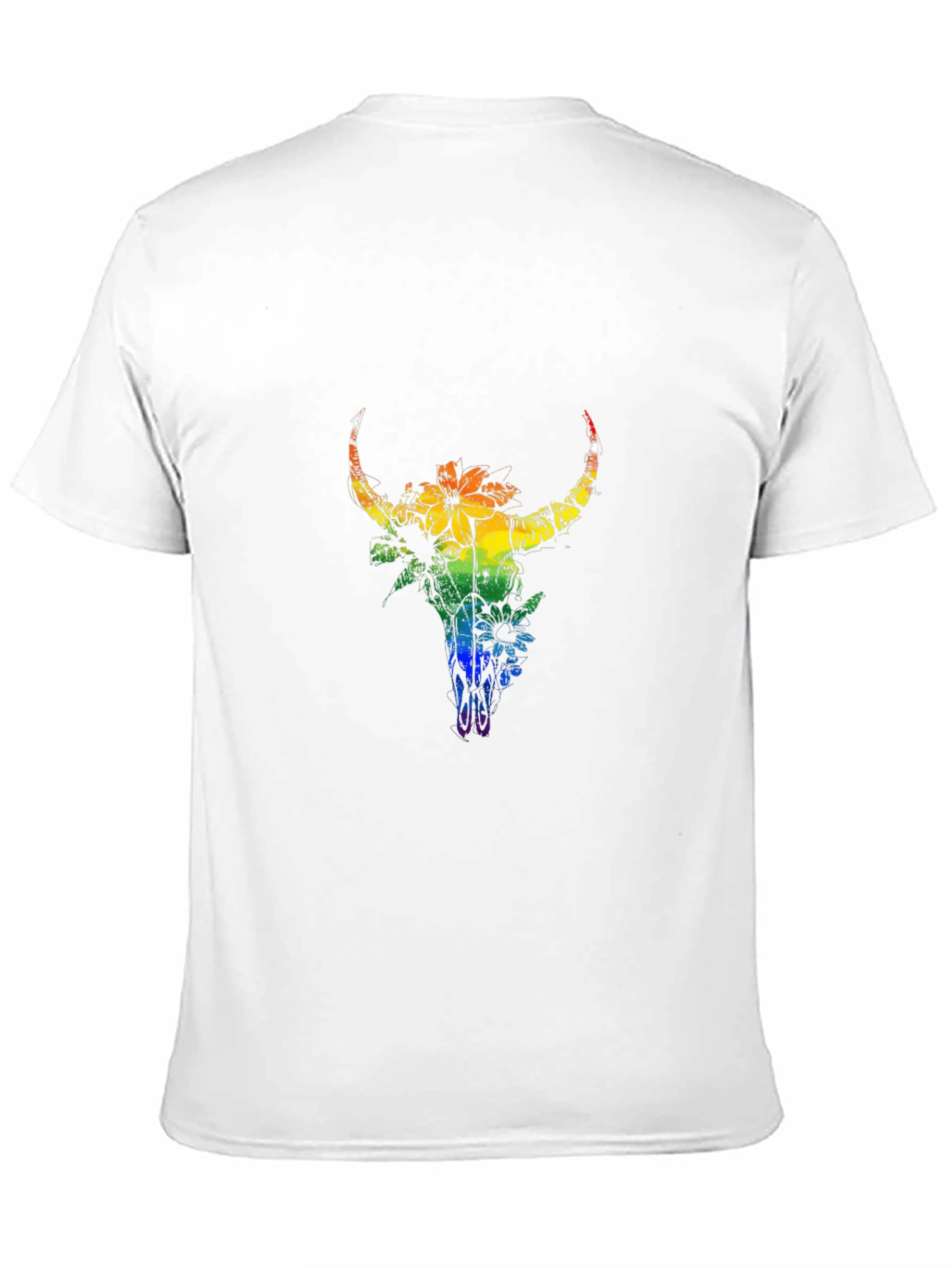 Black Rainbow Bull Skull Graphic Tee - Black Cotton Blend view 11
