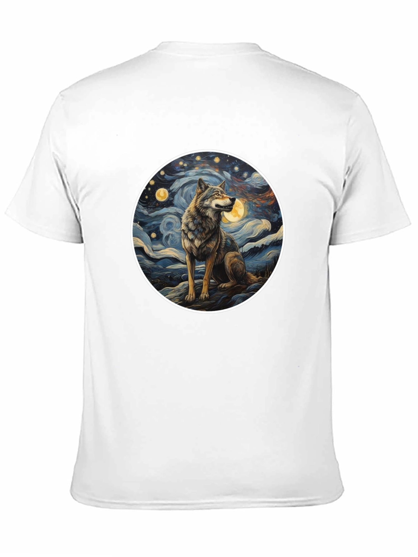 Black Wolf in Starry Night Men's T-Shirt view 11