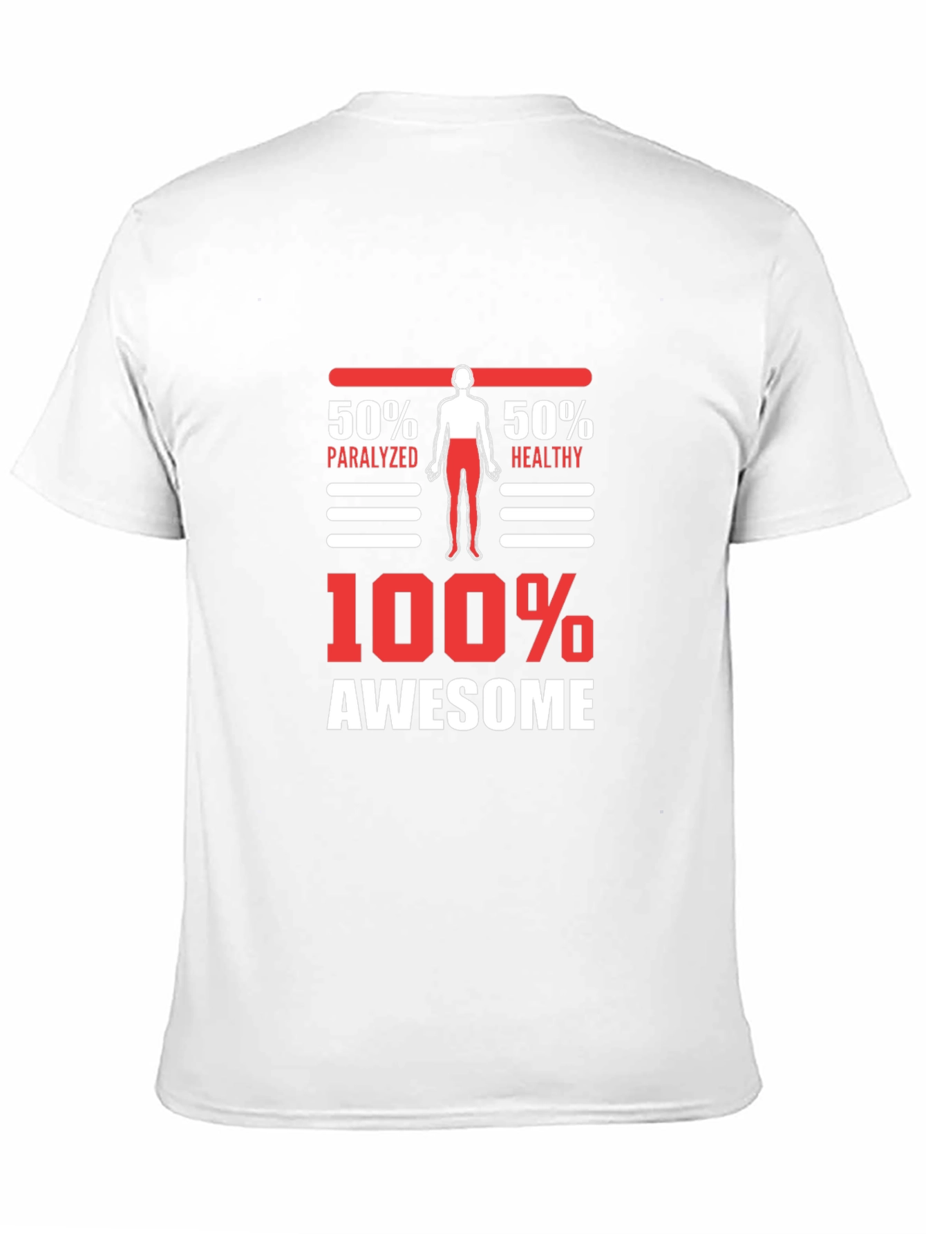 Black 100% Awesome Graphic Tee - Funny Paralyzed Healthy T-Shirt view 11