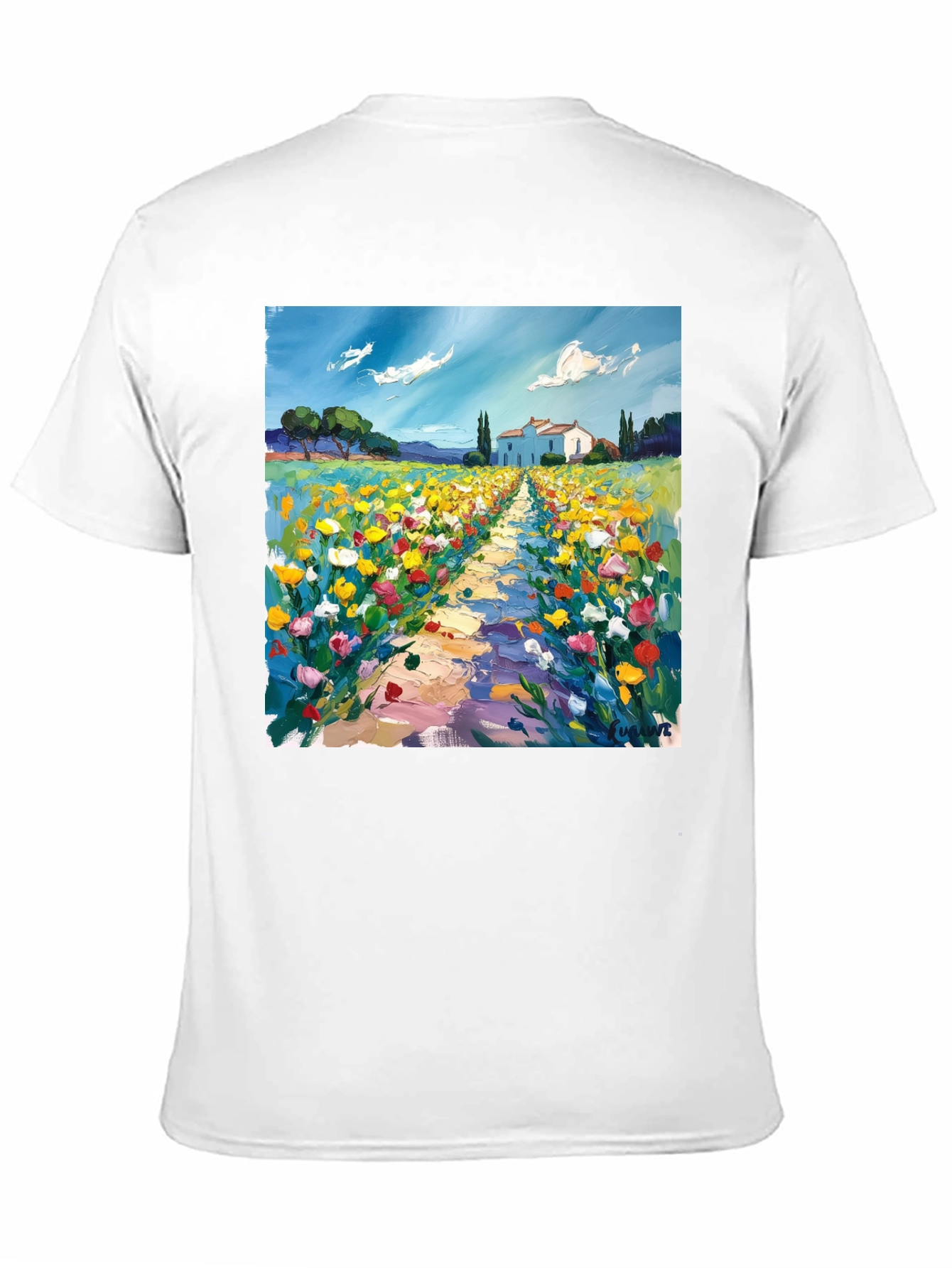 Black Artistic Landscape Print T-Shirt view 11
