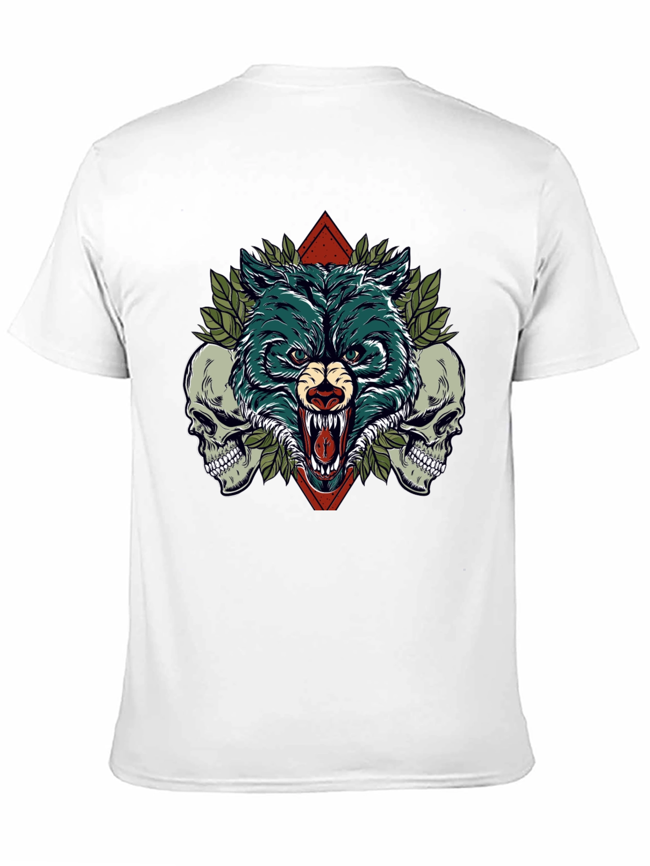 Black Wolf and Skulls Graphic Tee view 11