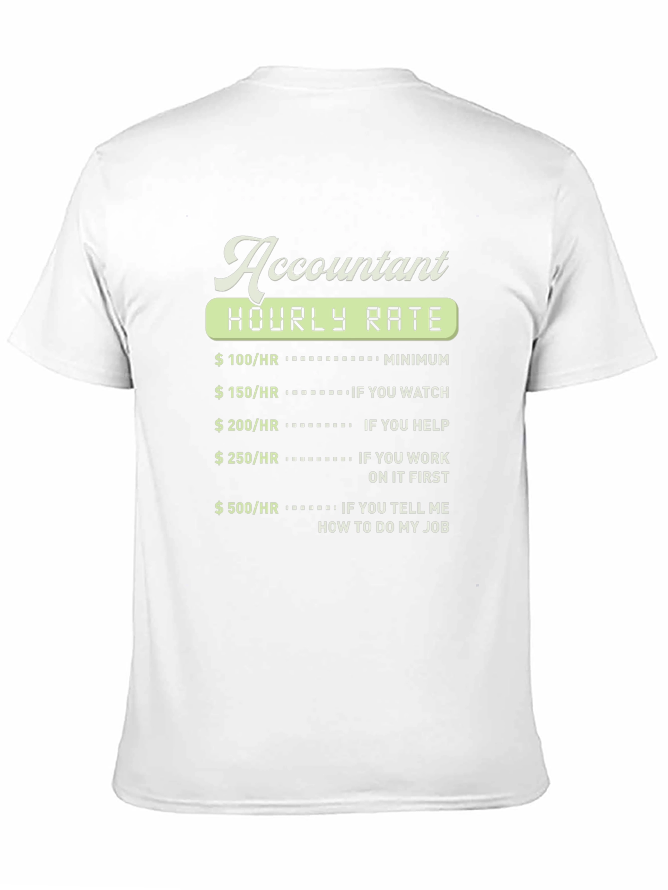 Black Accountant Hourly Rate Graphic T-Shirt view 11