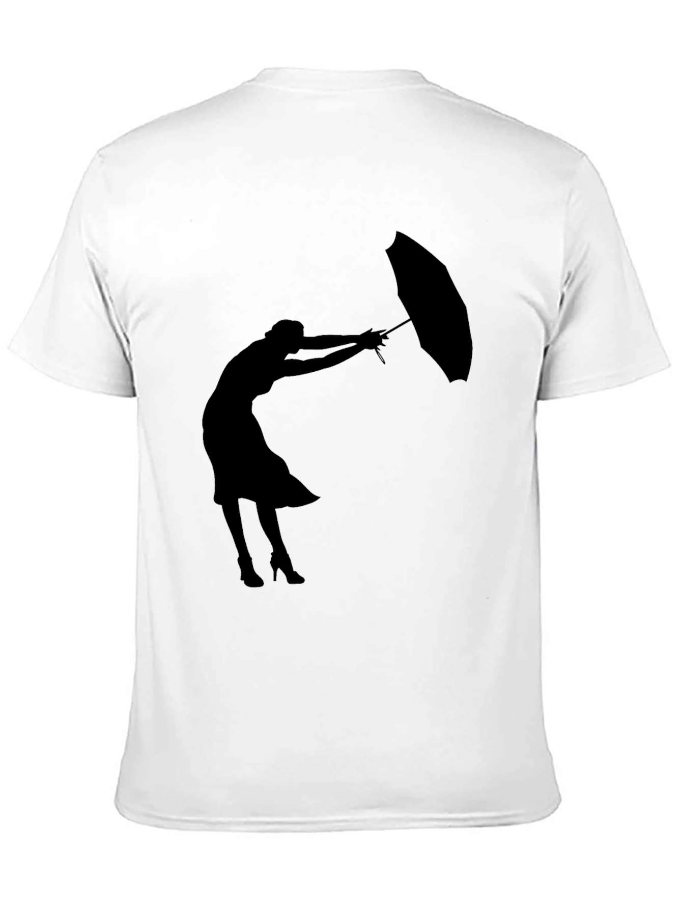 Black Silhouette Umbrella Woman Graphic Tee view 11