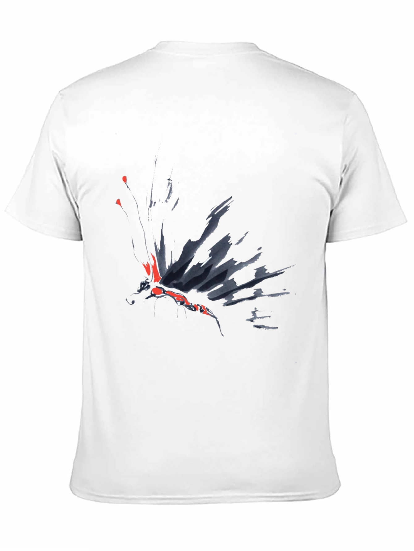 Black Abstract Butterfly Graphic Black T-Shirt view 11