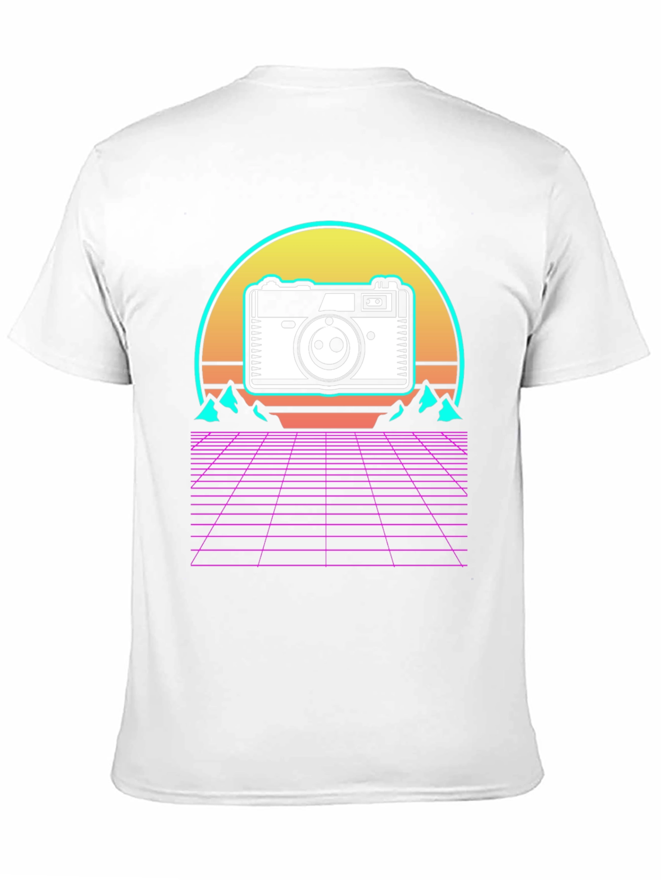 Black Retro Camera Grid T-Shirt view 11