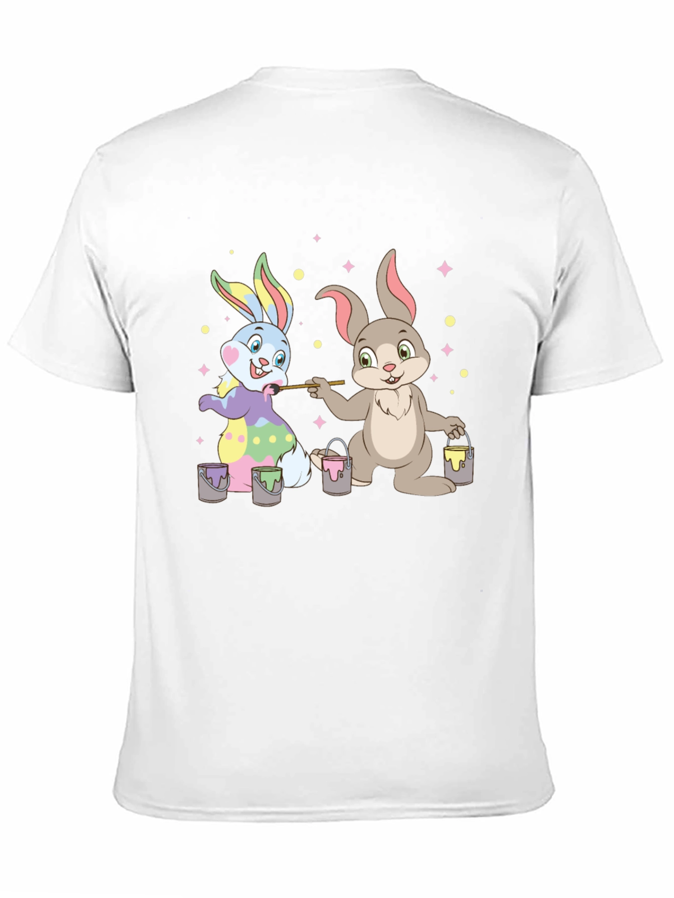 Black Easter Bunnies Painting T-Shirt - Fun Holiday Tee view 11