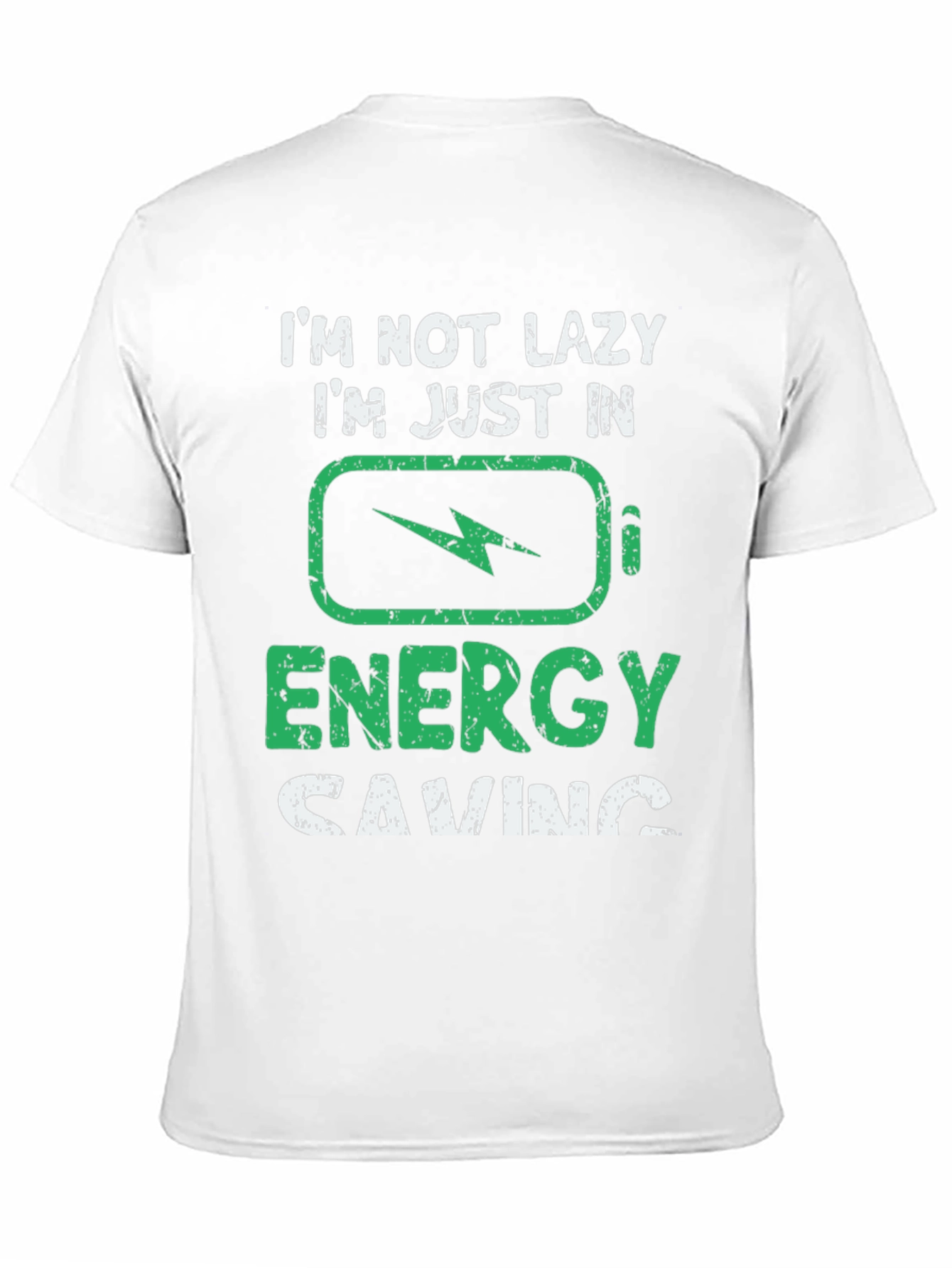 Black Funny "Energy Saving" Graphic T-Shirt view 11