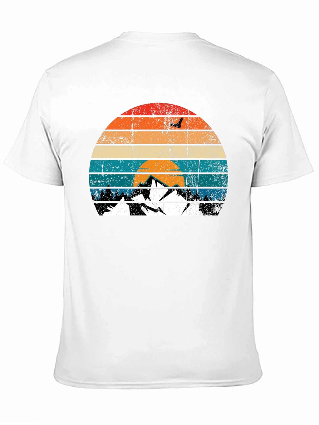 Black Retro Mountain Sunset Graphic T-Shirt view 11